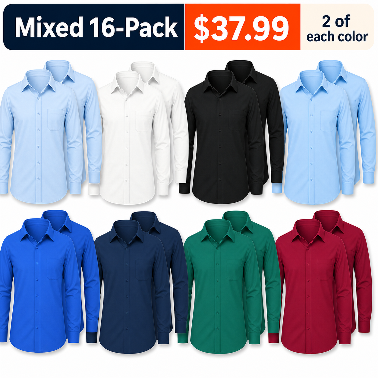 Mixed 16-Pack dress shirt bundle