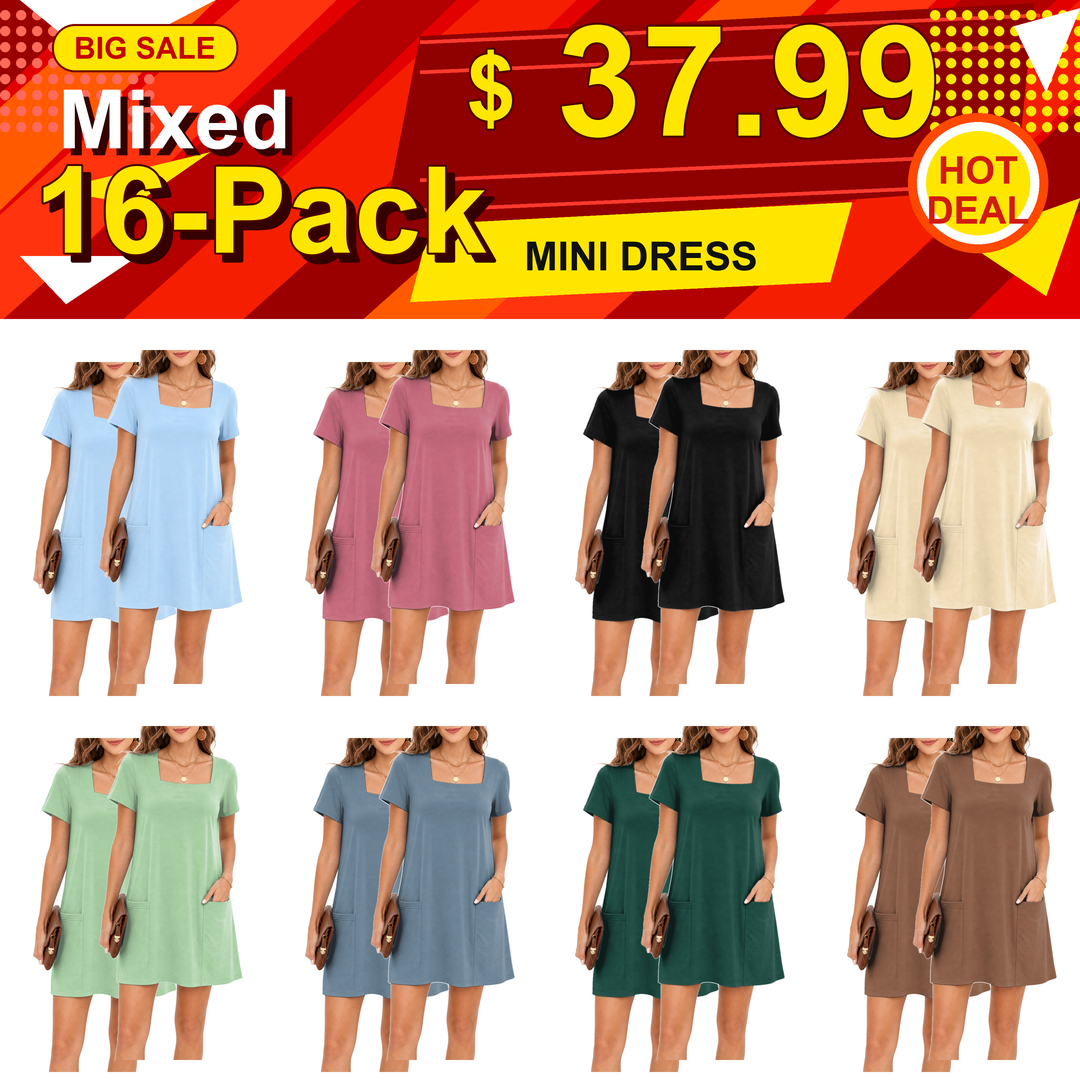 Mixed 16-Pack square neck mini dress bundle
