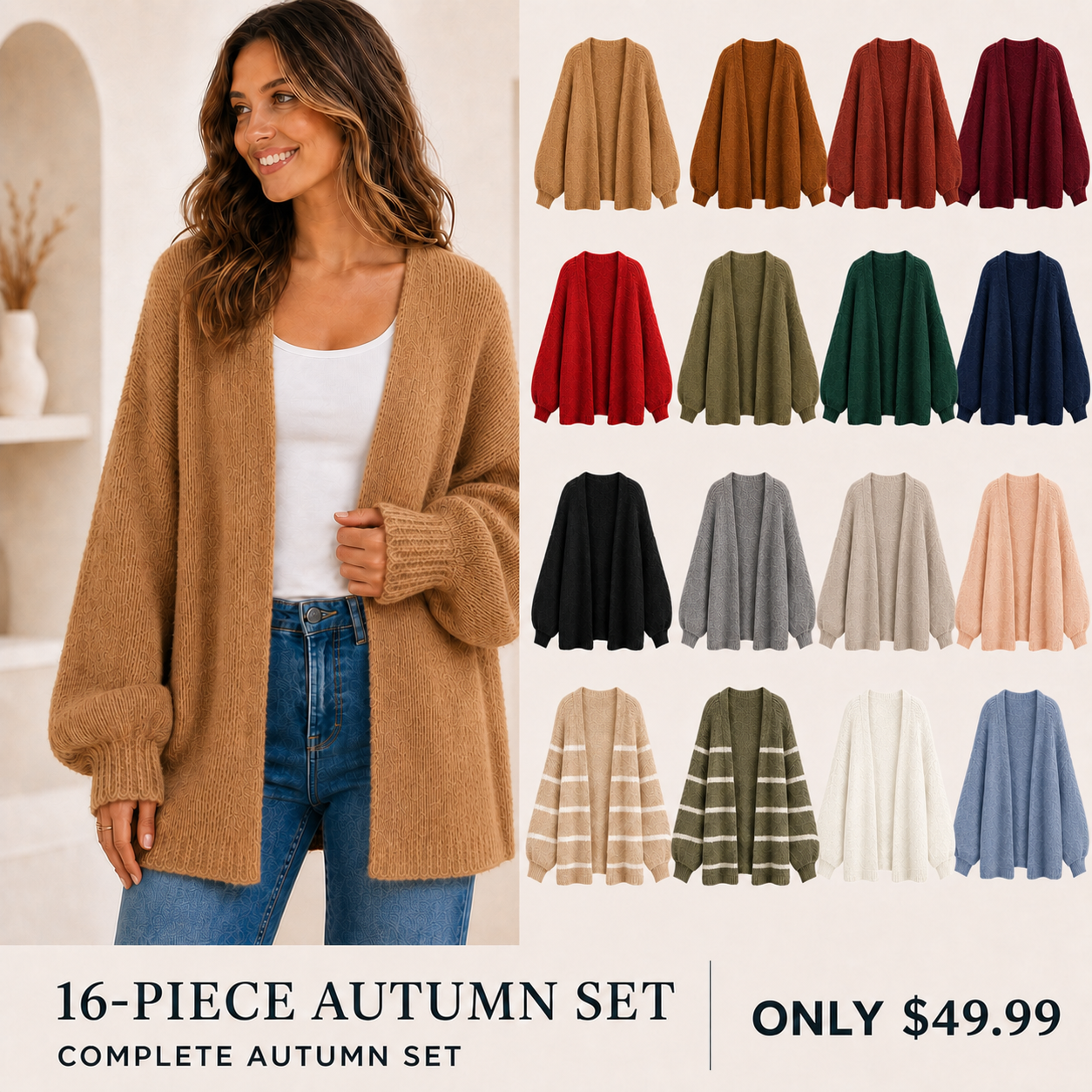 Women's Oversized Open-Front Knit Cardigan Bundle