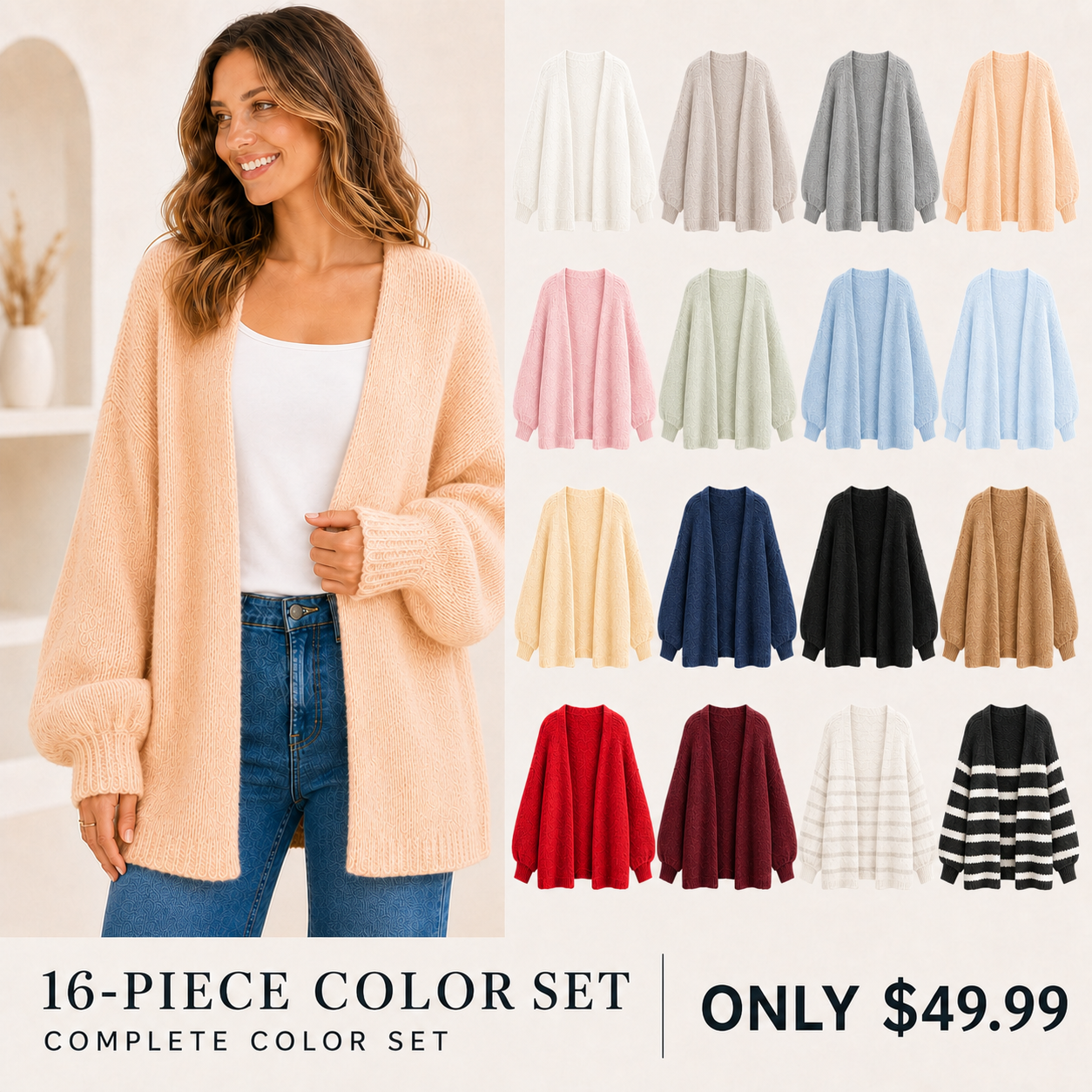 Women's Oversized Open-Front Knit Cardigan Bundle