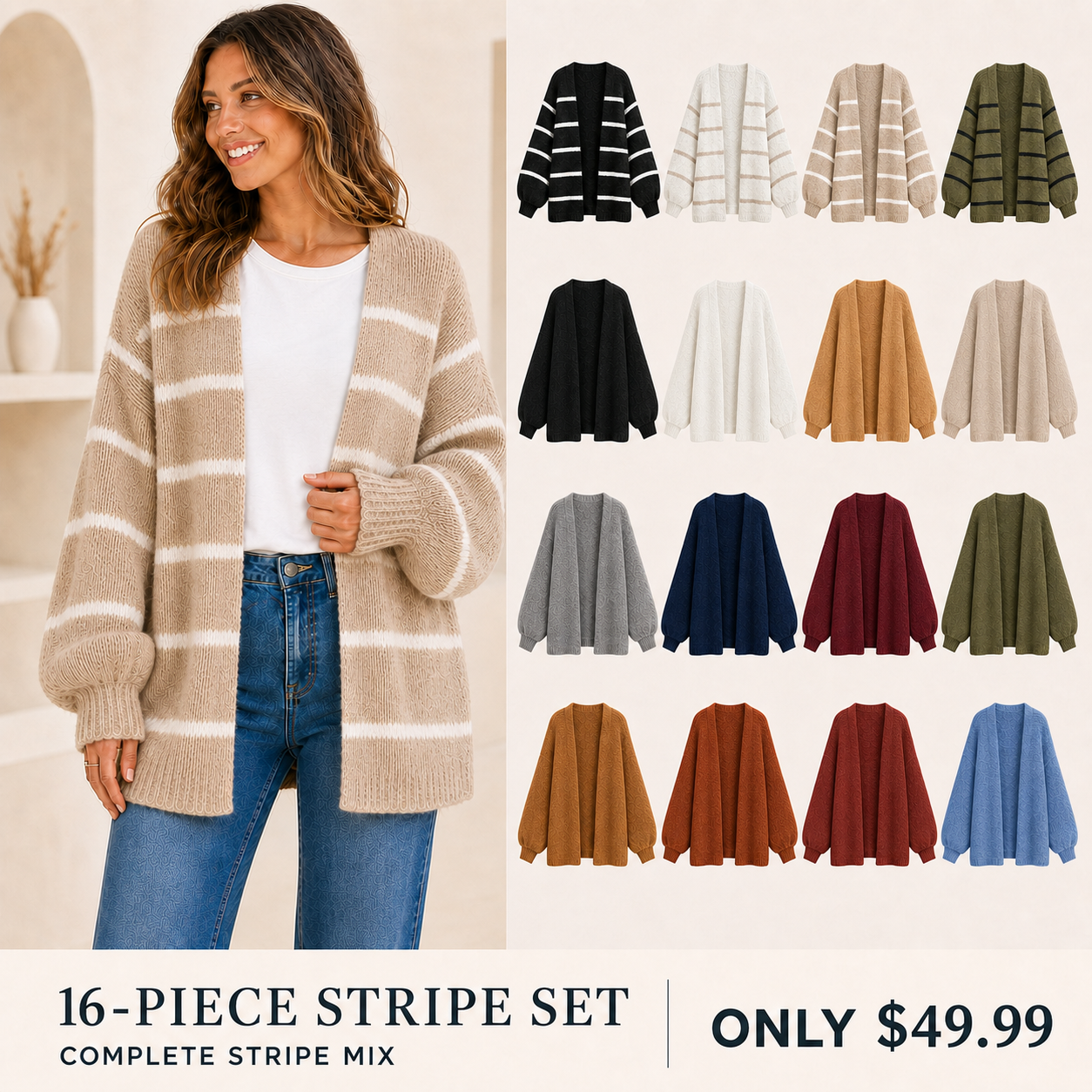 Women's Oversized Open-Front Knit Cardigan Bundle