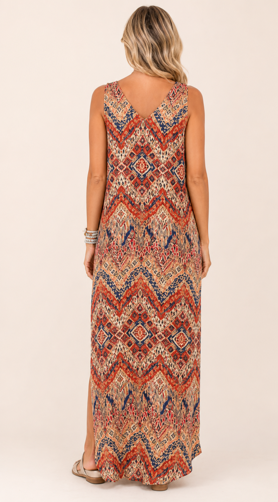 Floral Bohemian V-neck maxi dress back