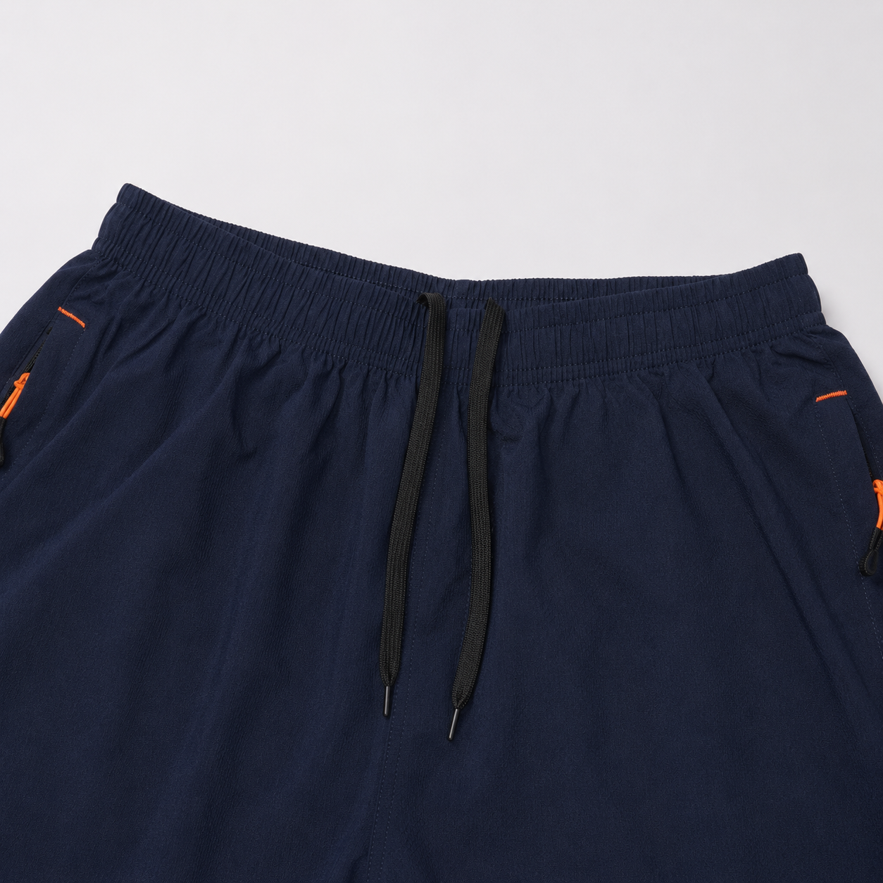 Men's zipper pocket shorts waistband detail