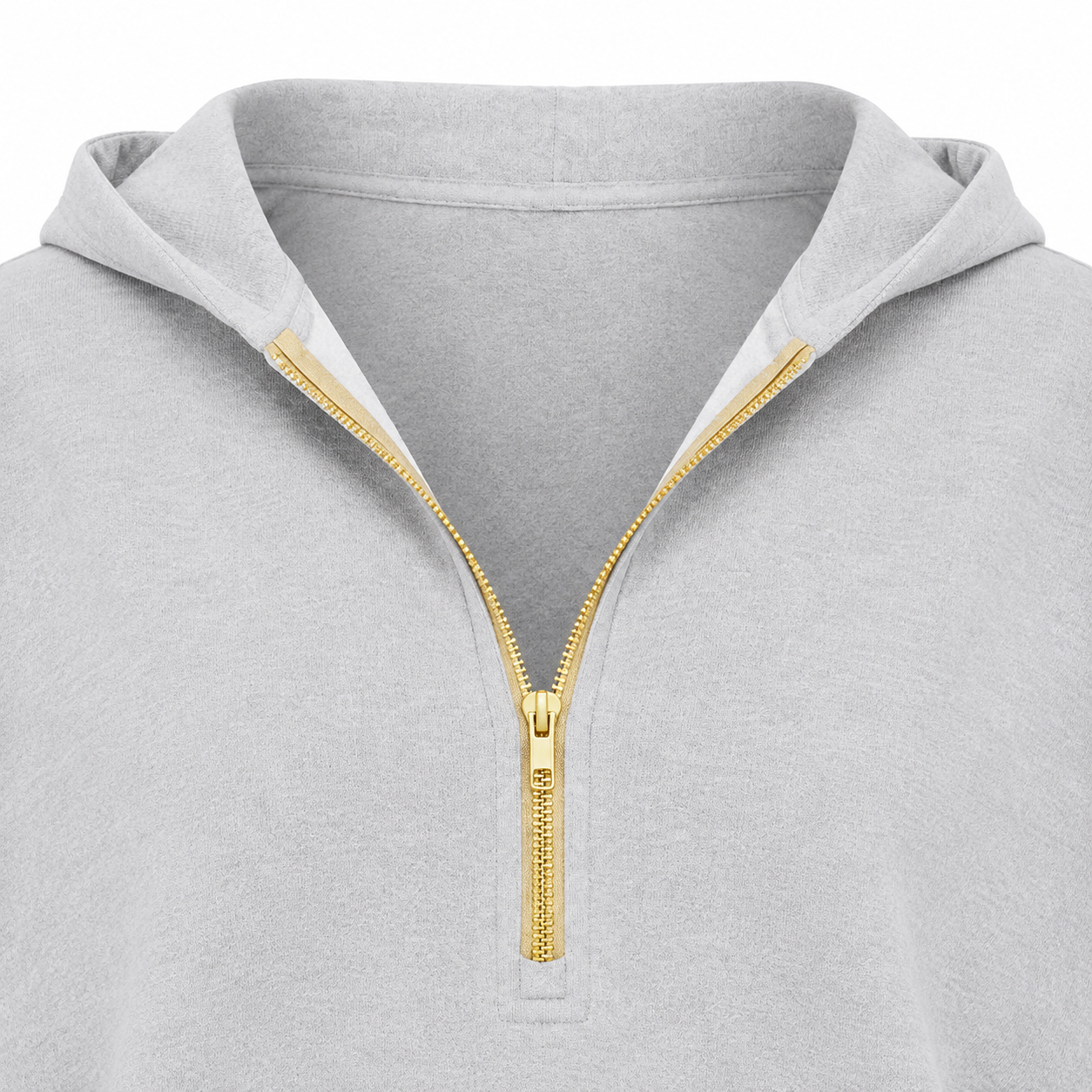 Half-zip neckline and hood detail