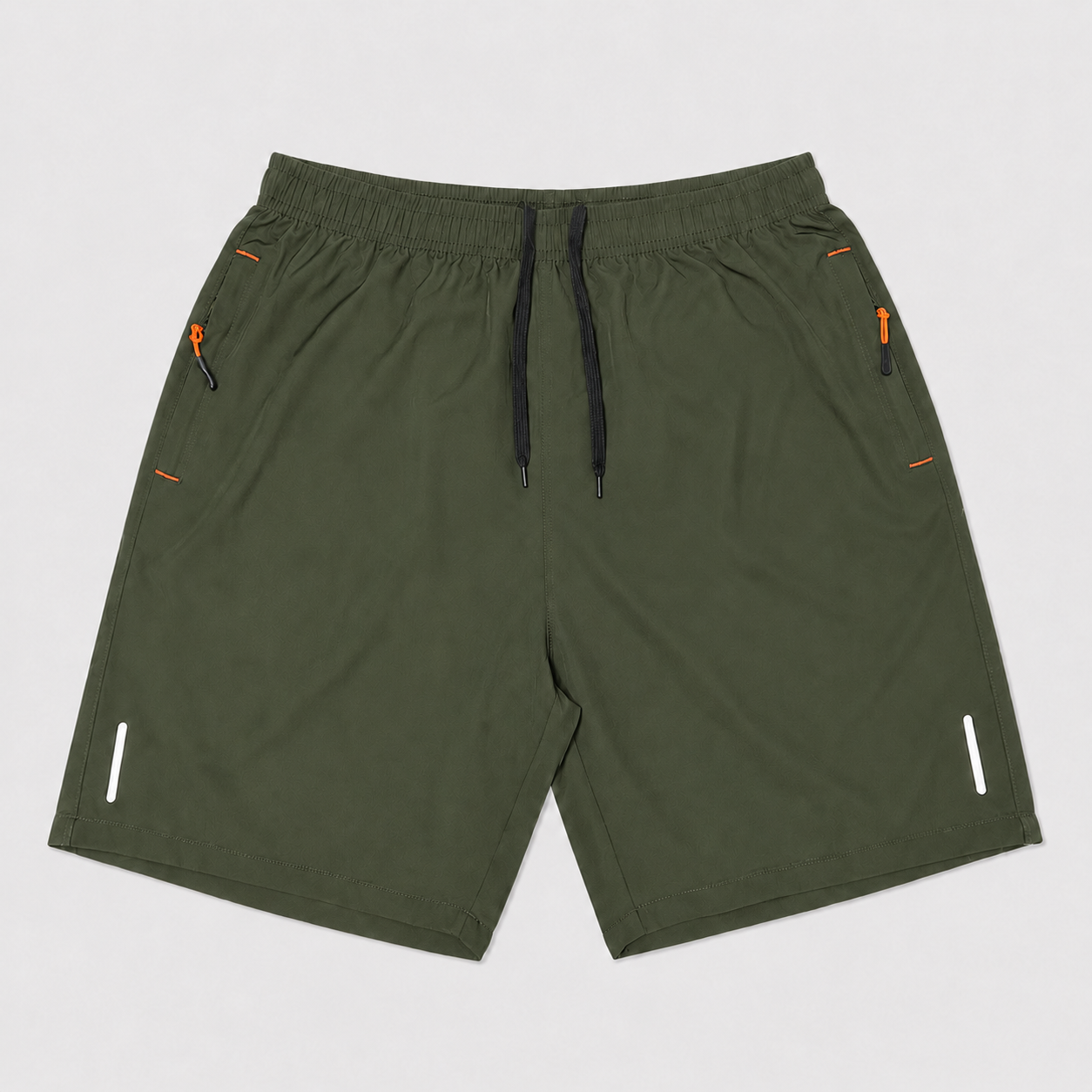 Men's zipper pocket shorts army green front
