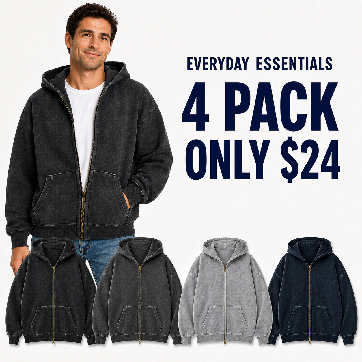 Fall Classics four-pack oversized zip hoodie bundle
