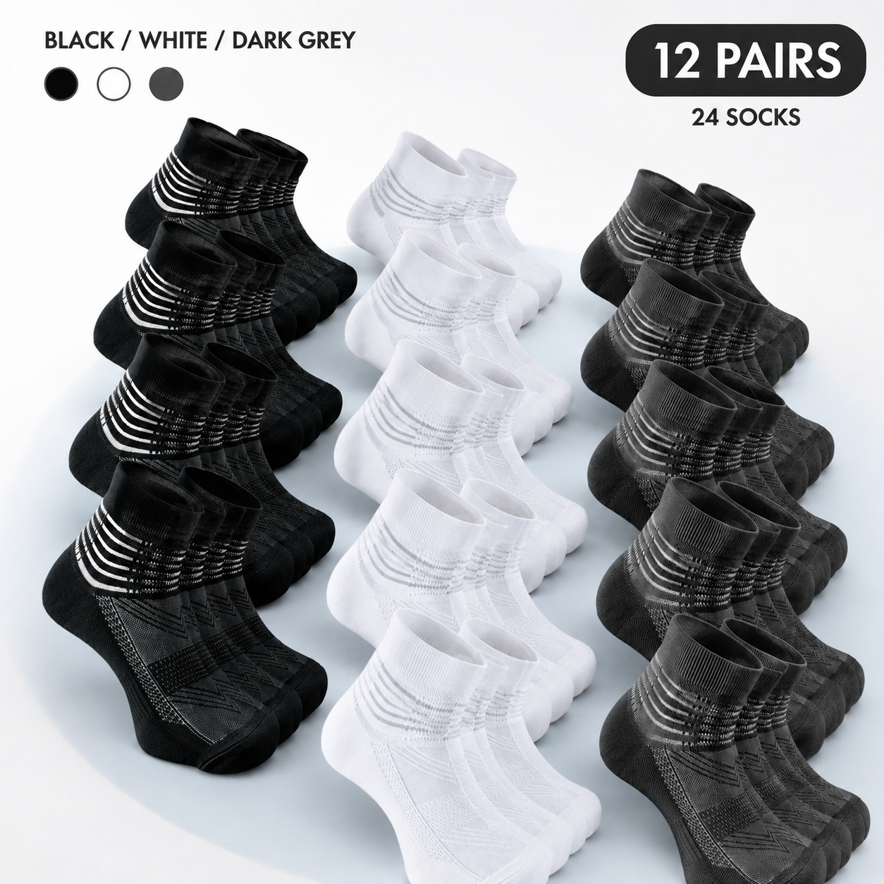 6/12-Pack Cooling Compression Ankle Socks for Men & Women