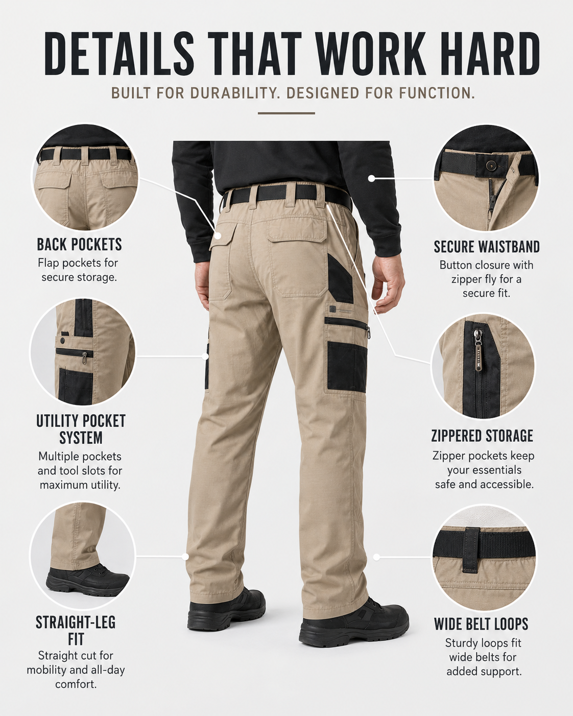 Men's Multi-Pocket Tactical Cargo Pants Bundle — 4-Pack & 8-Pack