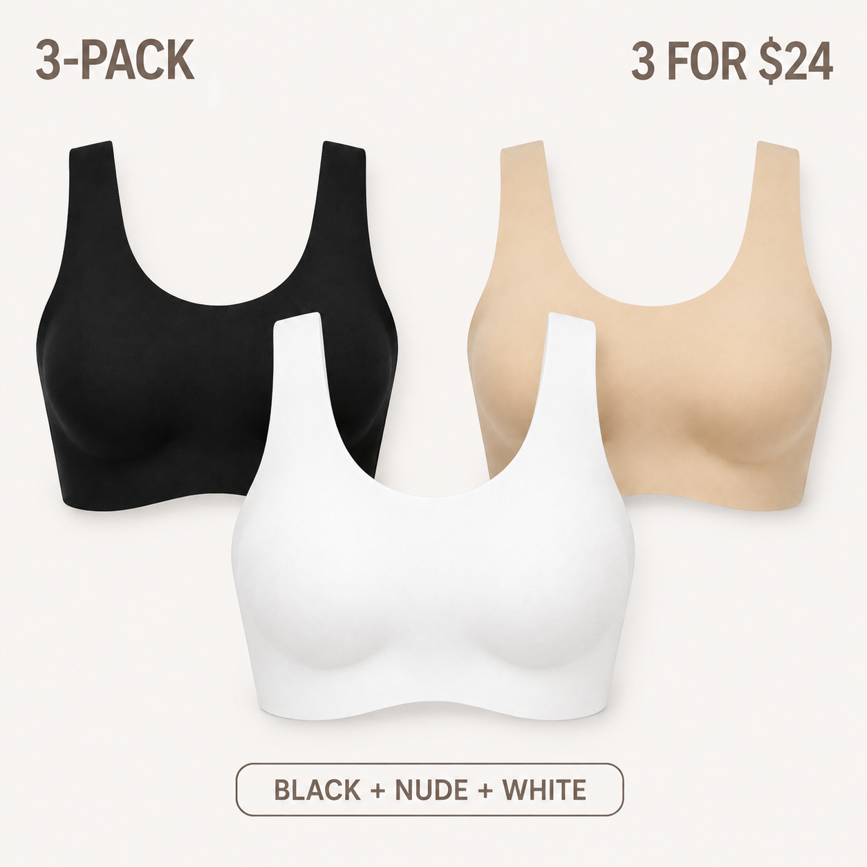 Seamless Wireless Scoop-Neck Bra Bundle