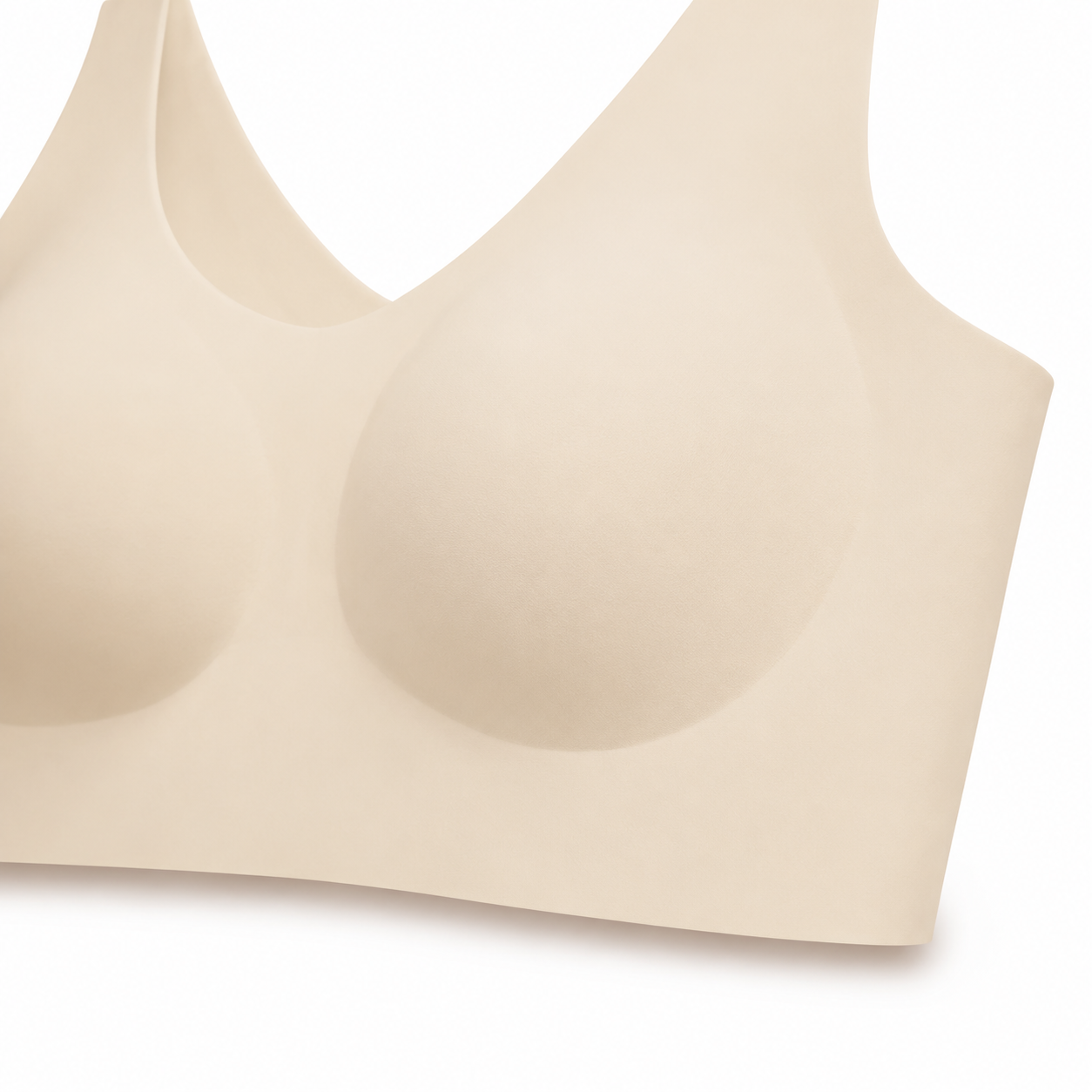 Beige seamless wireless bra