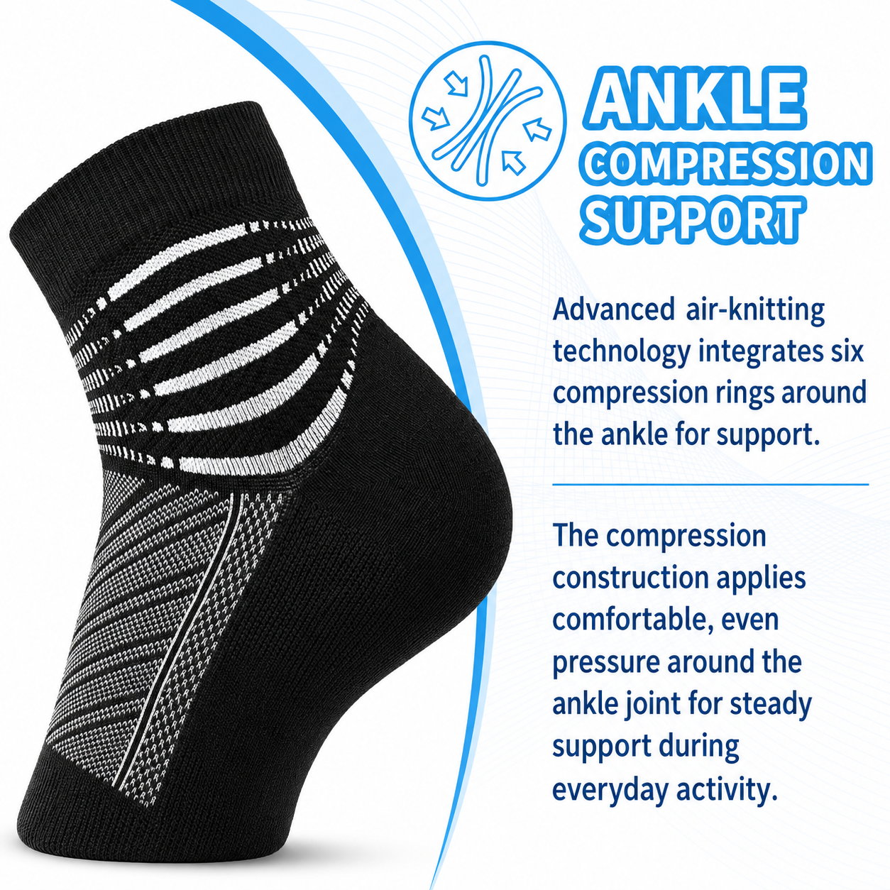 6-Pack Cooling Compression Ankle Socks for Men & Women