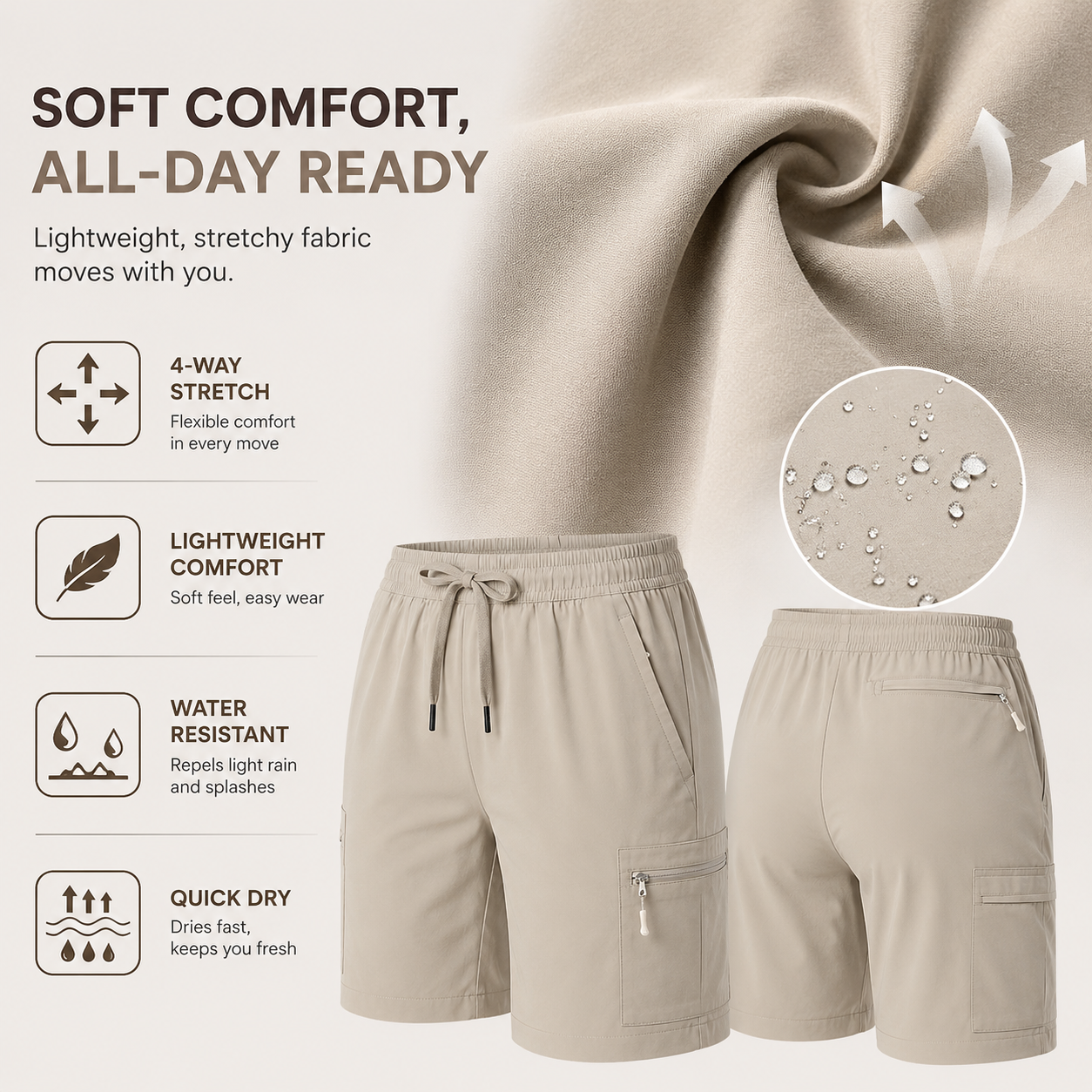 Soft lightweight stretch fabric detail