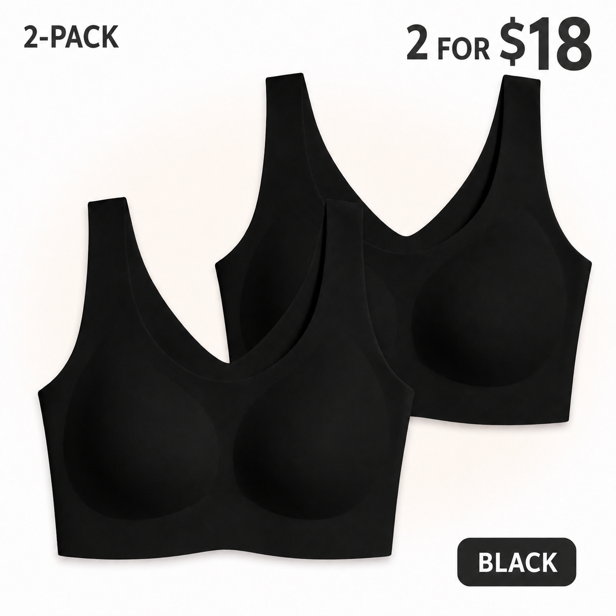 Black seamless wireless bra bundle