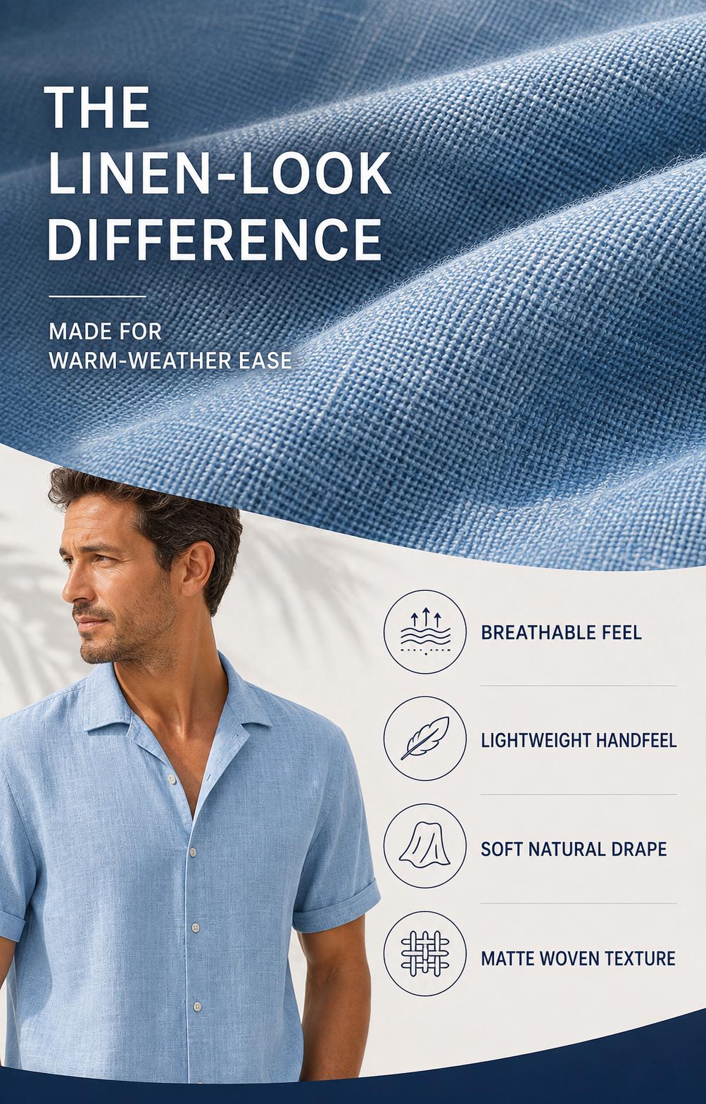 Men's Short Sleeve Linen-Look Button-Down Shirt Multi-Pack