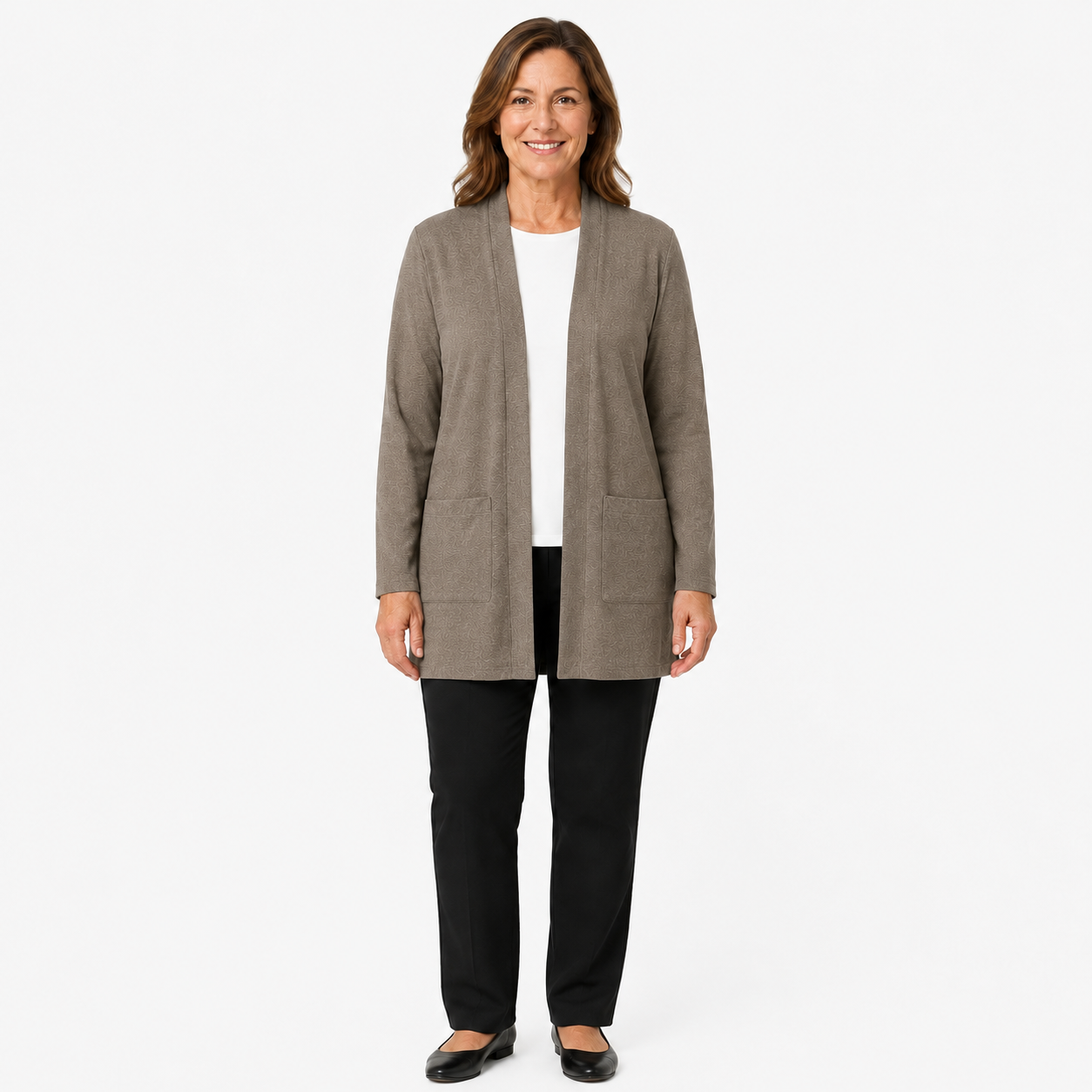 Rust Terracotta open-front longline cardigan