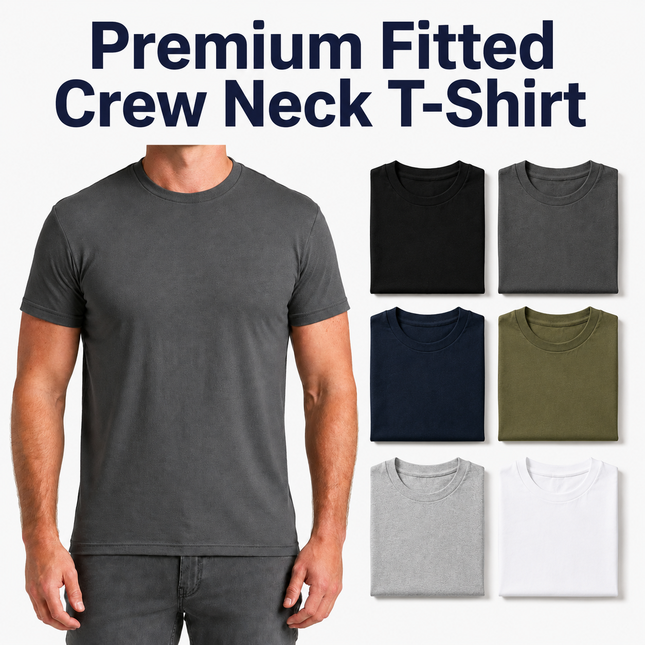 Men's Premium Fitted Crew Neck T-Shirt Bundle Pack