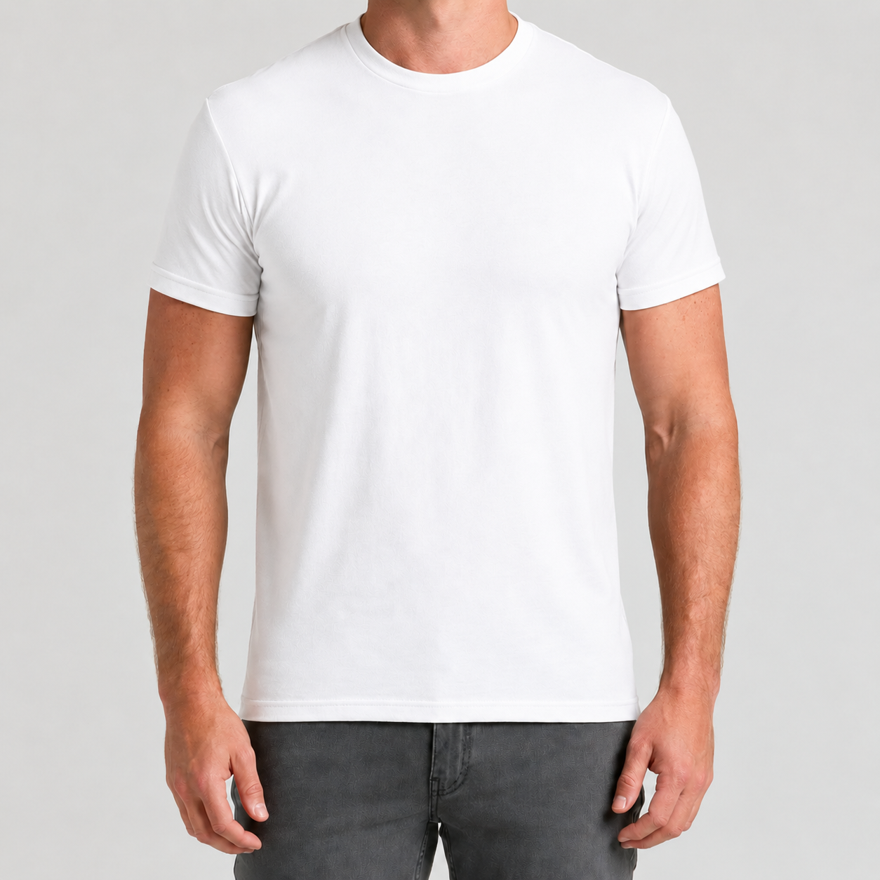 White fitted crew neck T-shirt front view