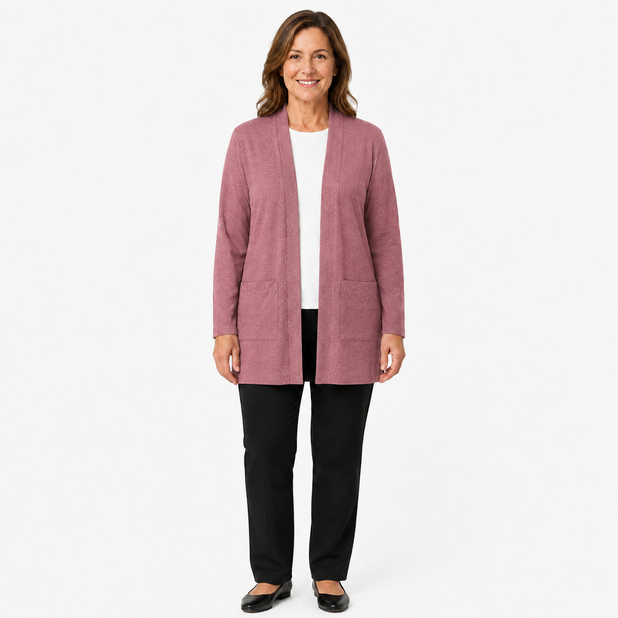 Burgundy Wine open-front longline cardigan