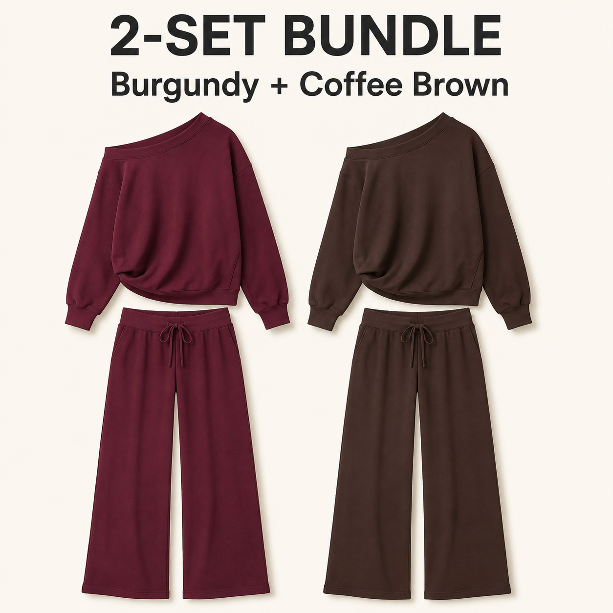Women's Off-Shoulder Long Sleeve Sweatsuit Set