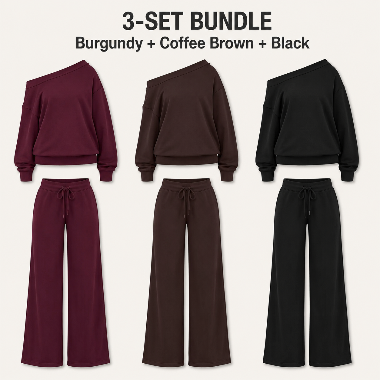 Women's Off-Shoulder Long Sleeve Sweatsuit Set