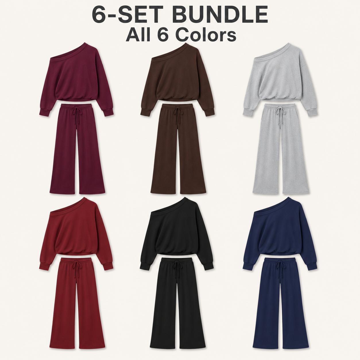 Women's Off-Shoulder Long Sleeve Sweatsuit Set