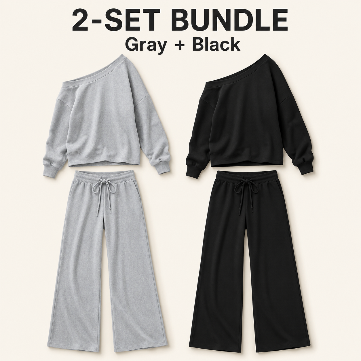 Women's Off-Shoulder Long Sleeve Sweatsuit Set
