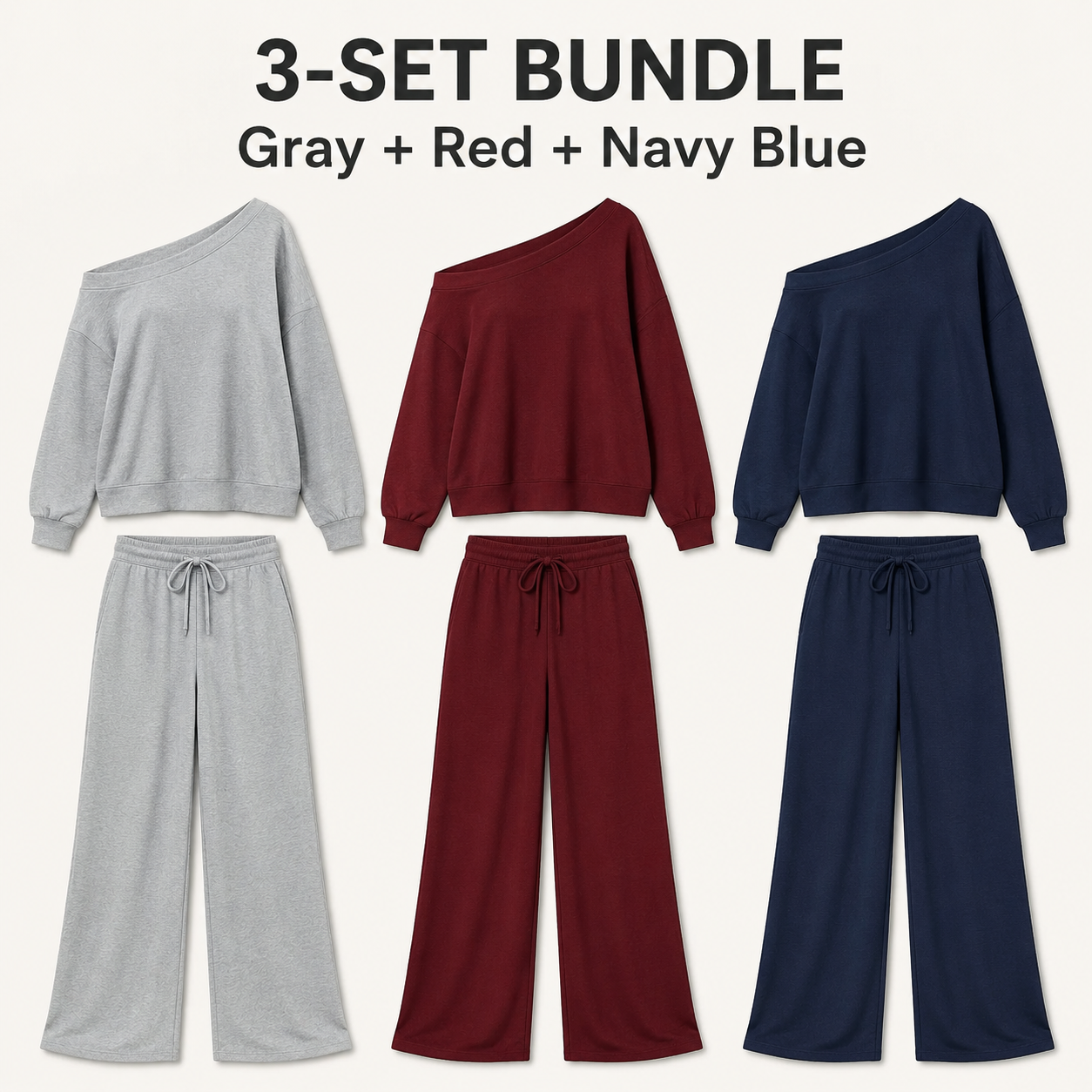 Women's Off-Shoulder Long Sleeve Sweatsuit Set