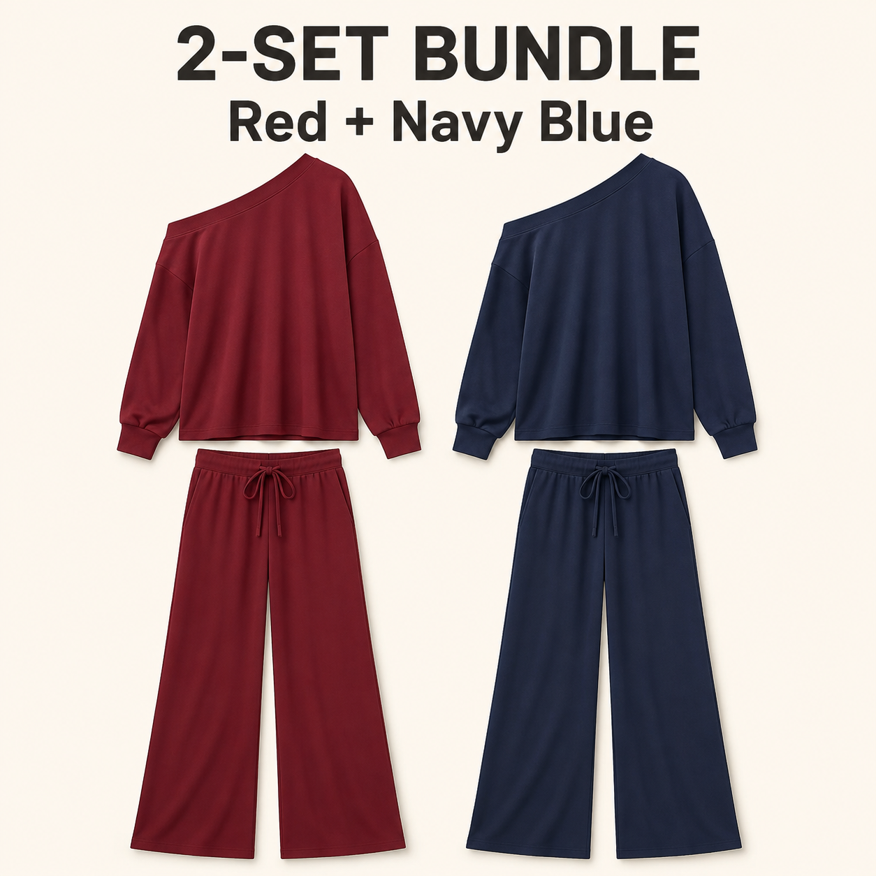 Women's Off-Shoulder Long Sleeve Sweatsuit Set