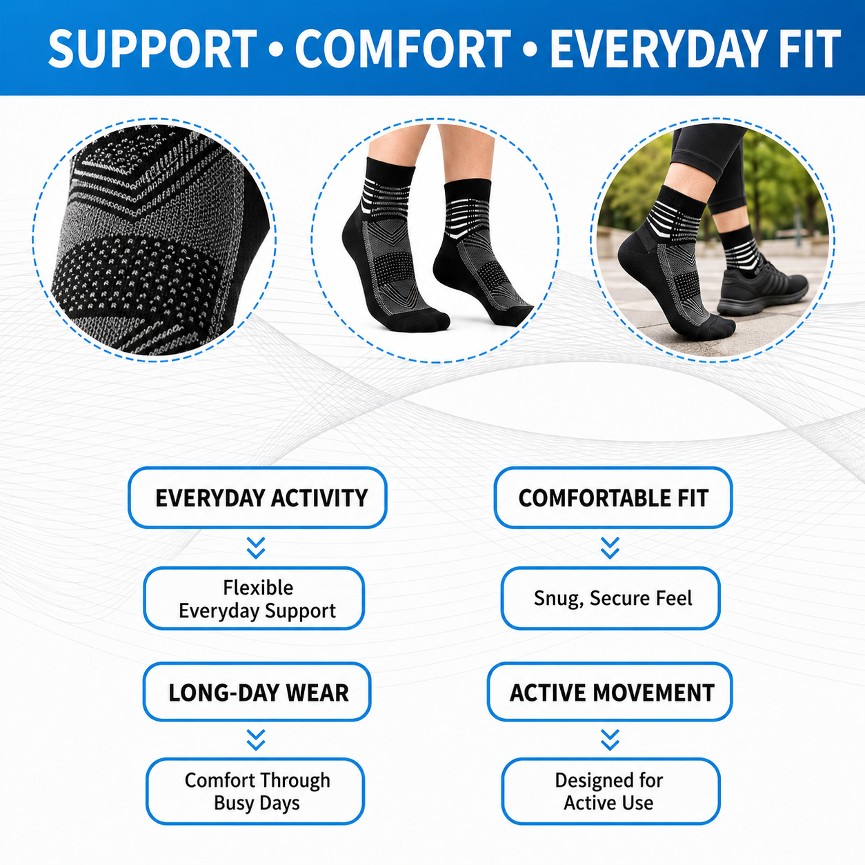6-Pack Cooling Compression Ankle Socks for Men & Women