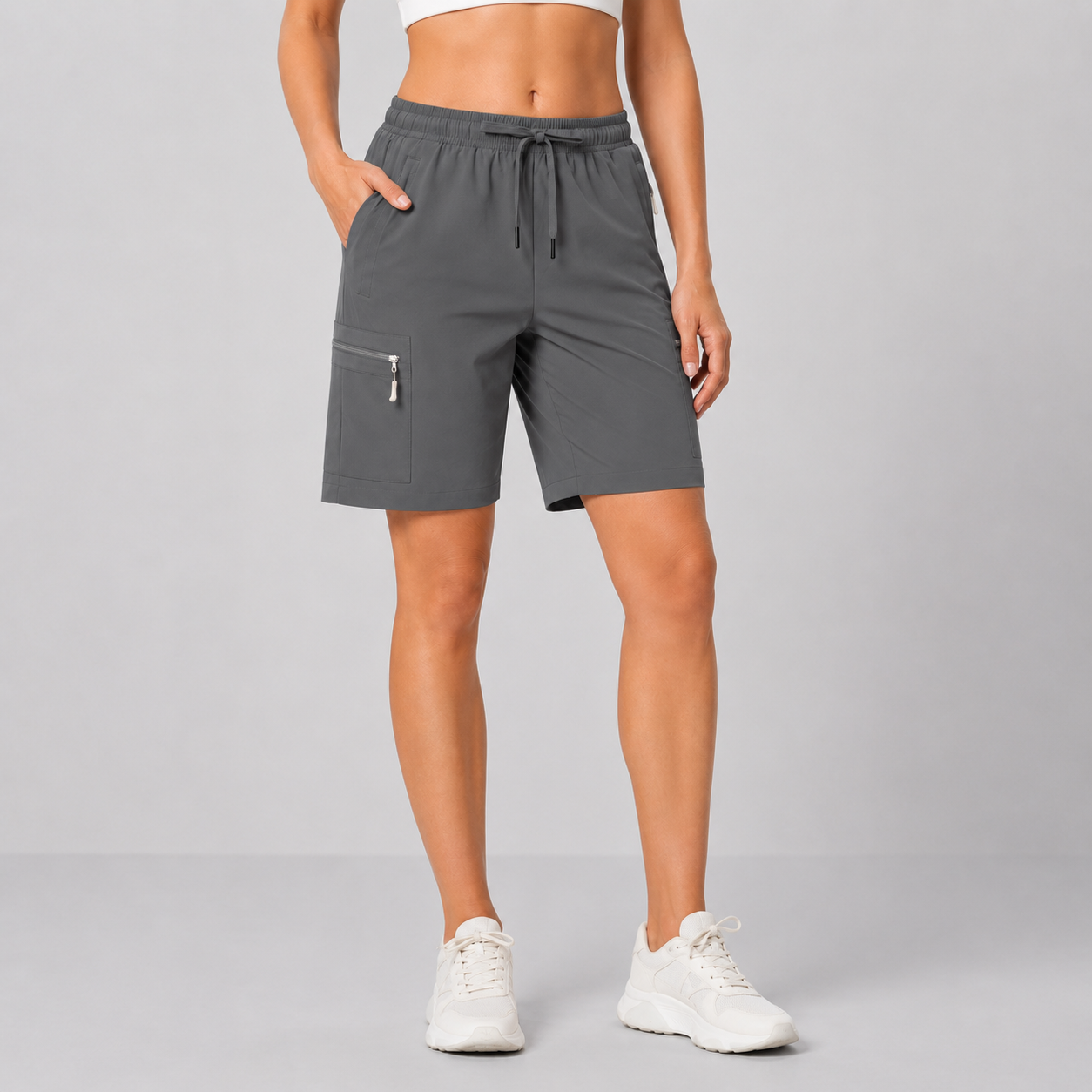 Slate Charcoal women's utility cargo shorts