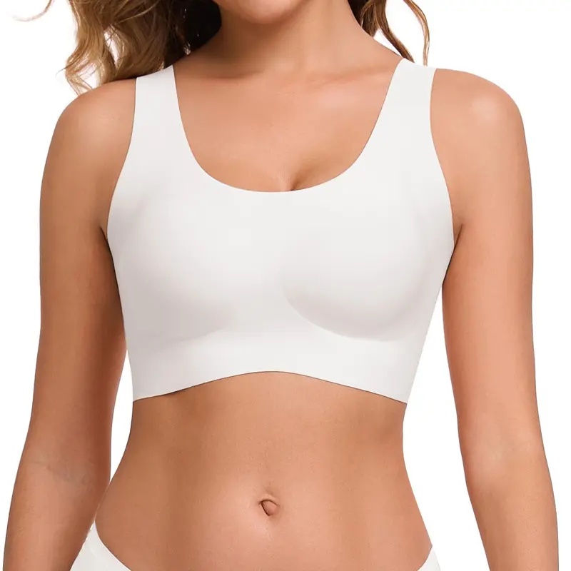 White seamless wireless bra front view