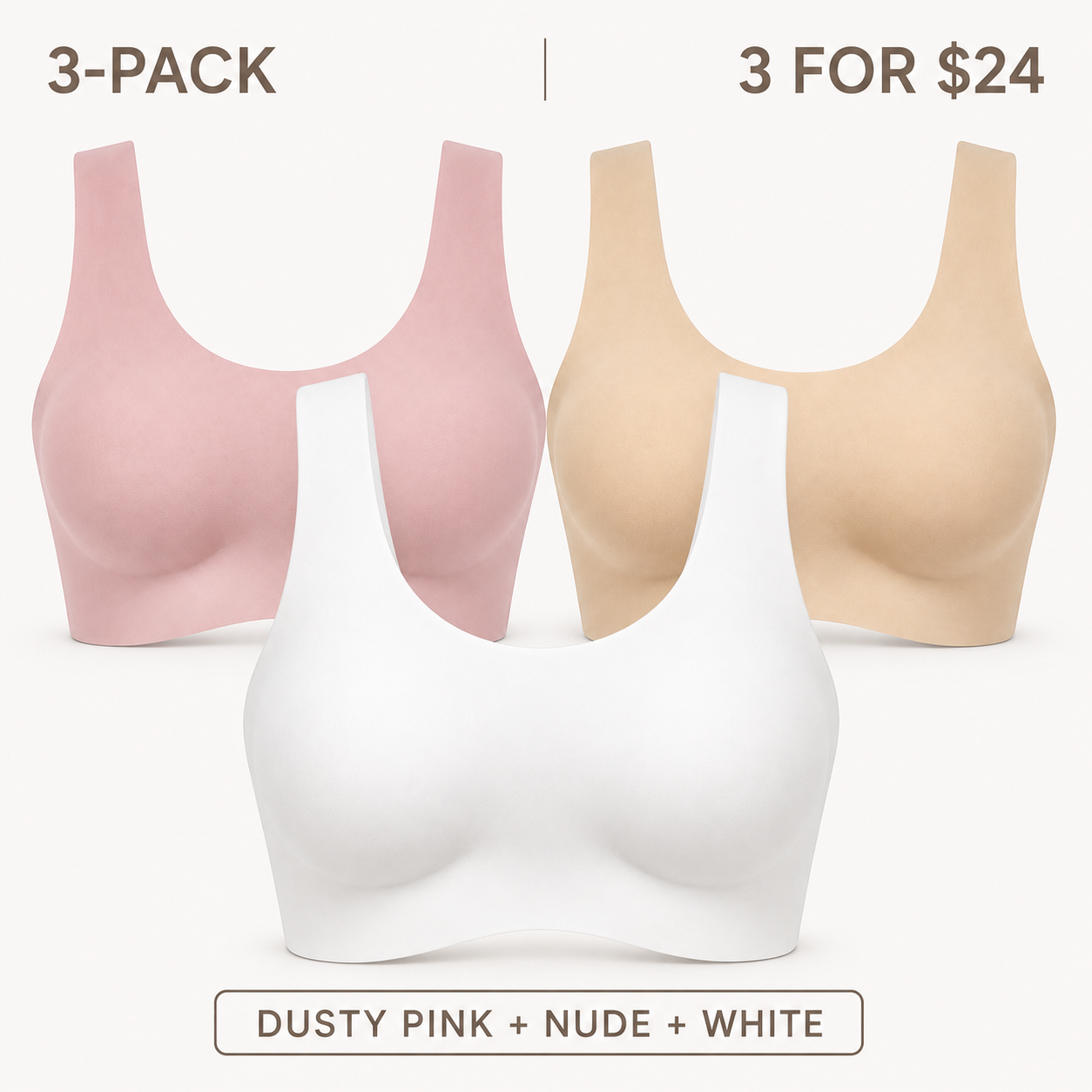 Seamless Wireless Scoop-Neck Bra Bundle