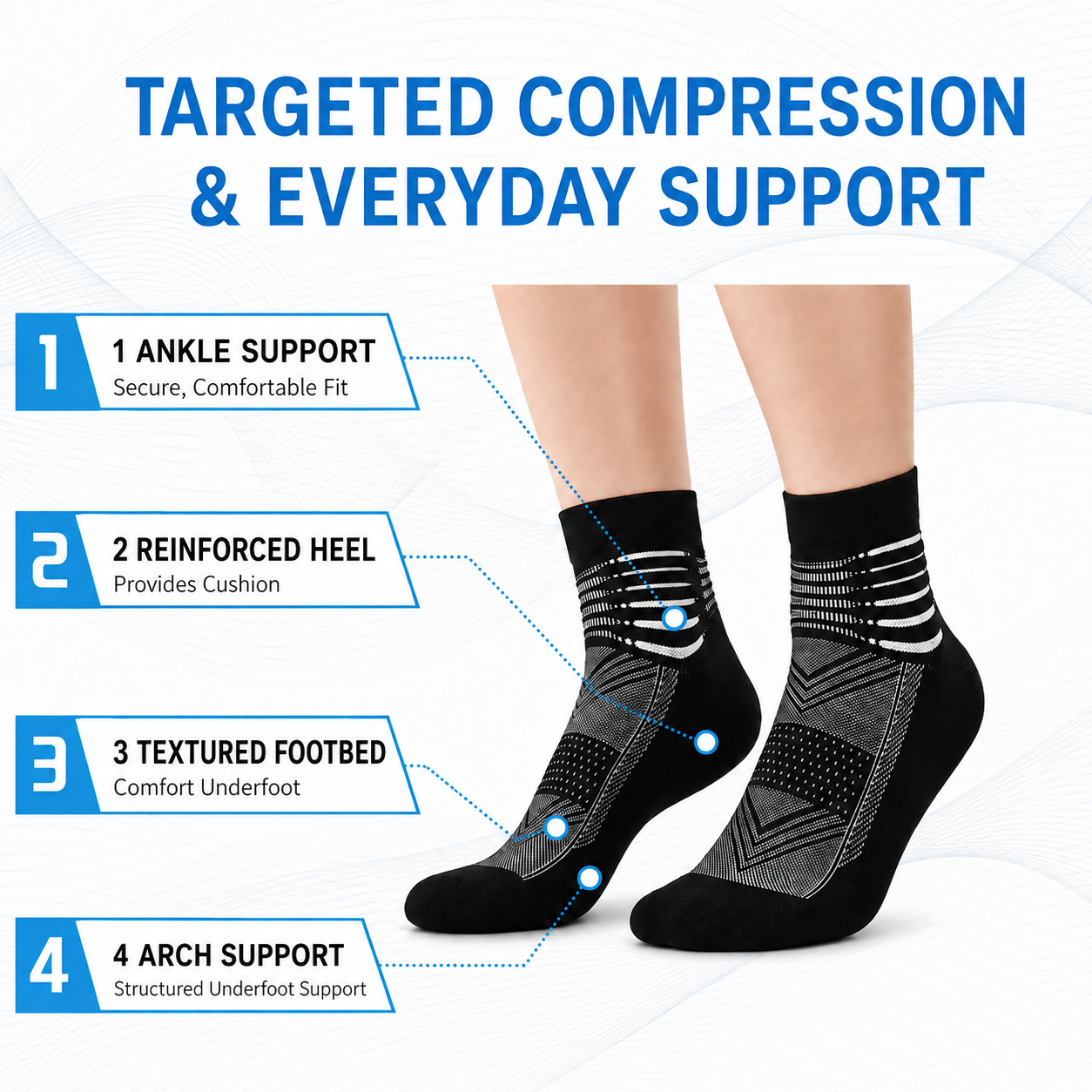 6-Pack Cooling Compression Ankle Socks for Men & Women