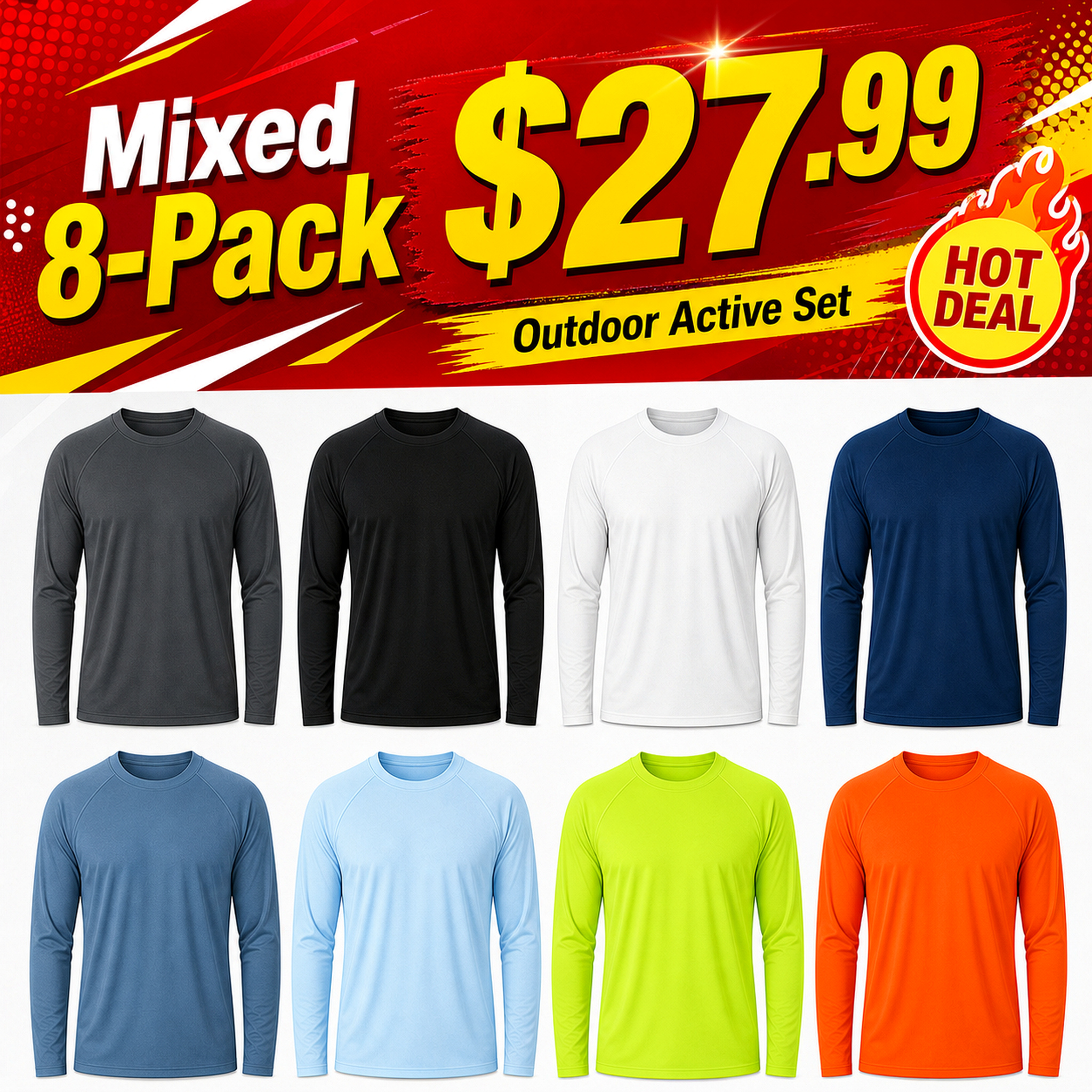 Men's UPF 50+ Long Sleeves Shirts Quick Dry Lightweight Summer Sportswear Tops for Swimming Workout Rashguard Sporty Crew Neck Outdoorfun FallFreshness