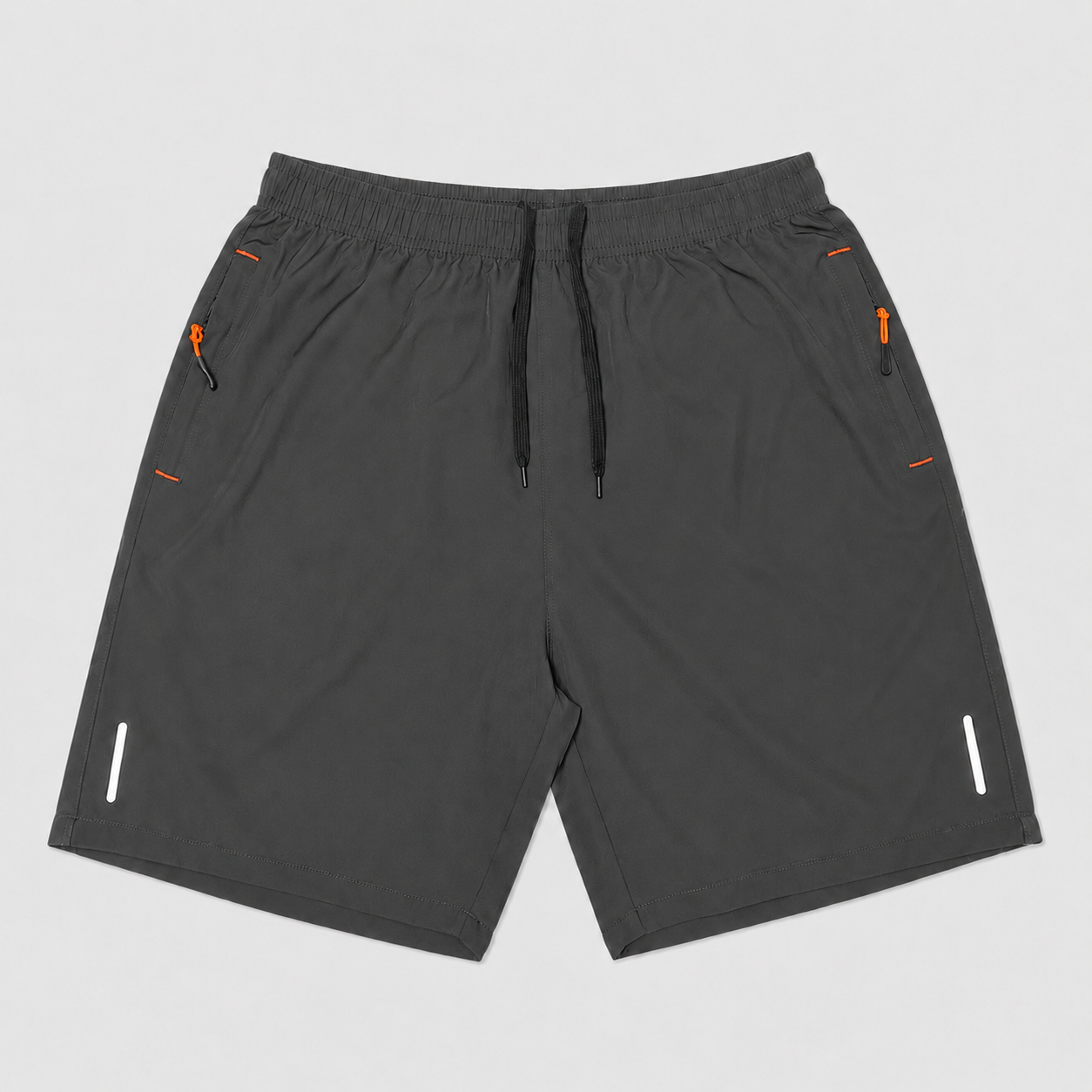 Men's zipper pocket shorts dark gray front