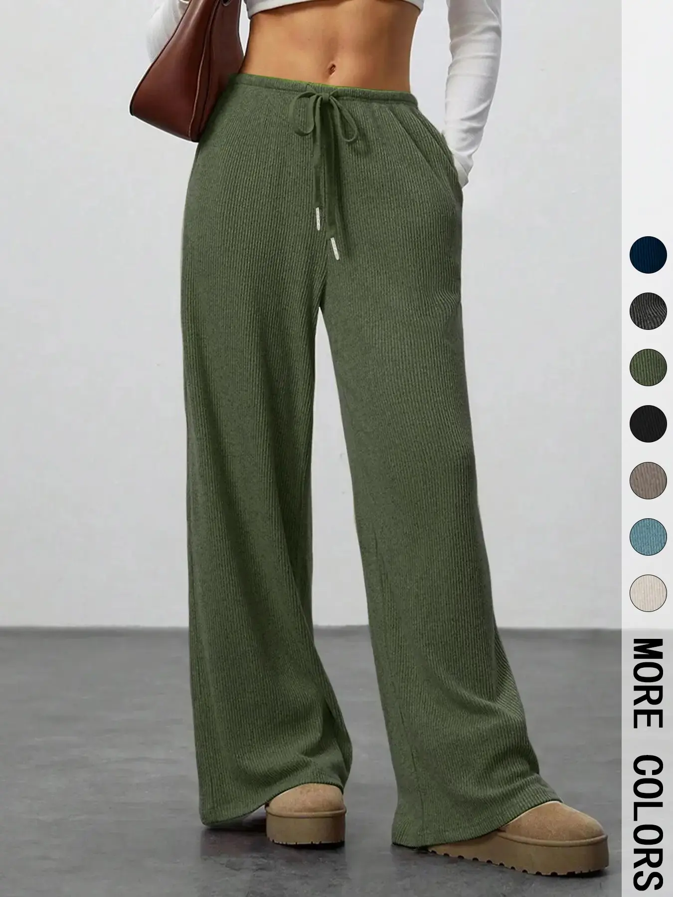 women's high-waist wide-leg lounge pants detail 6