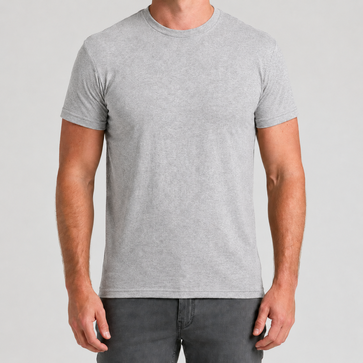 Heather Gray fitted crew neck T-shirt front view