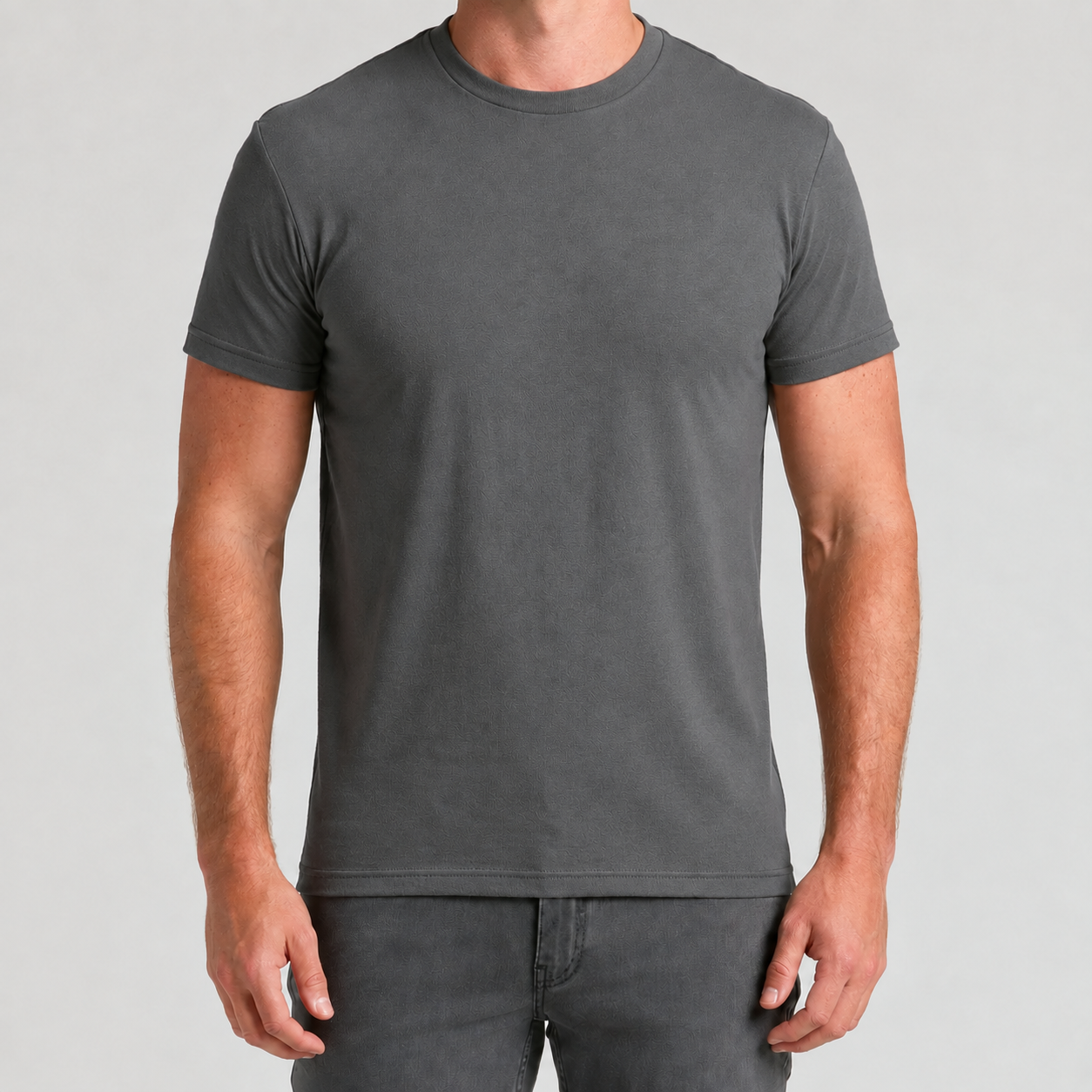 Carbon fitted crew neck T-shirt front view