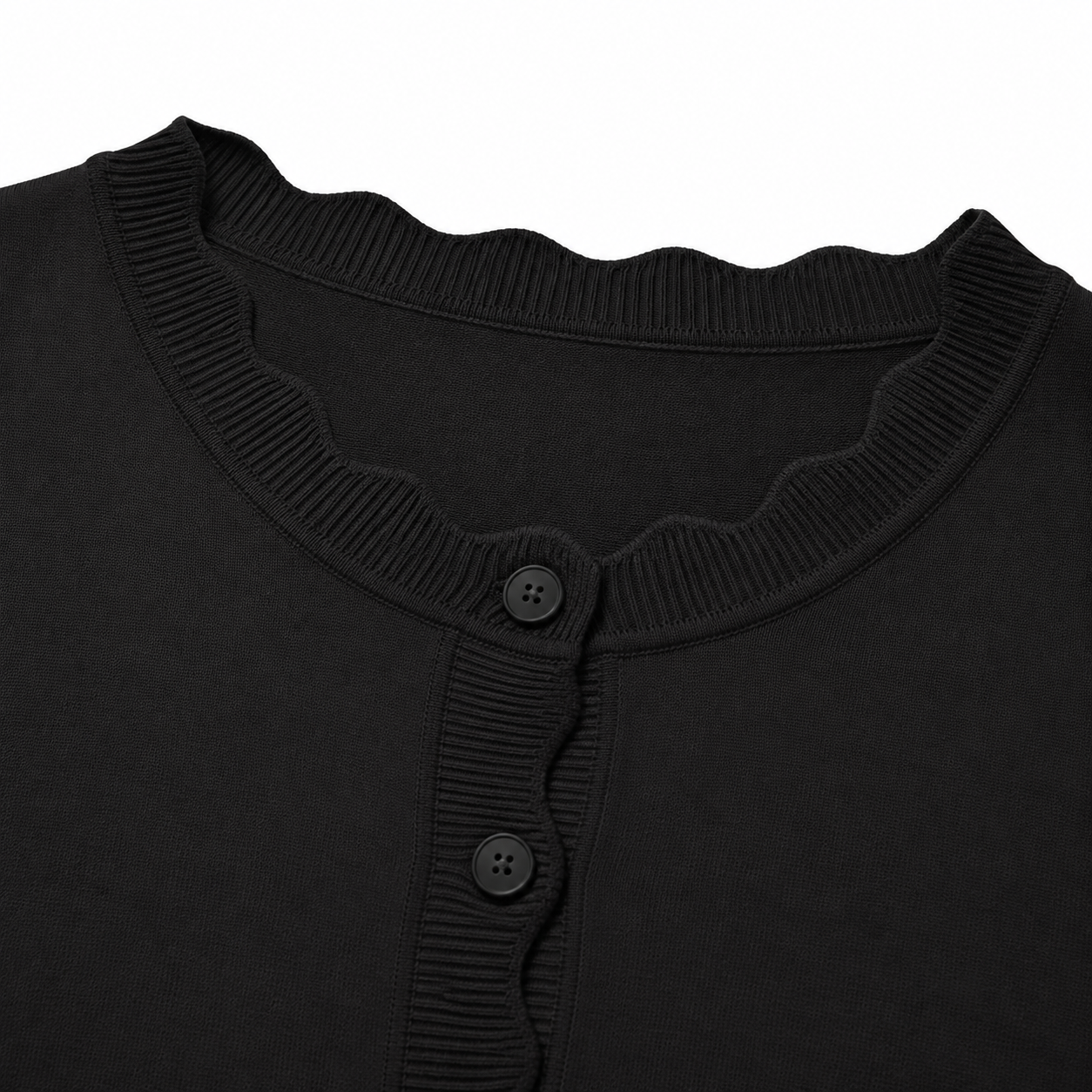Scalloped neckline and button placket detail