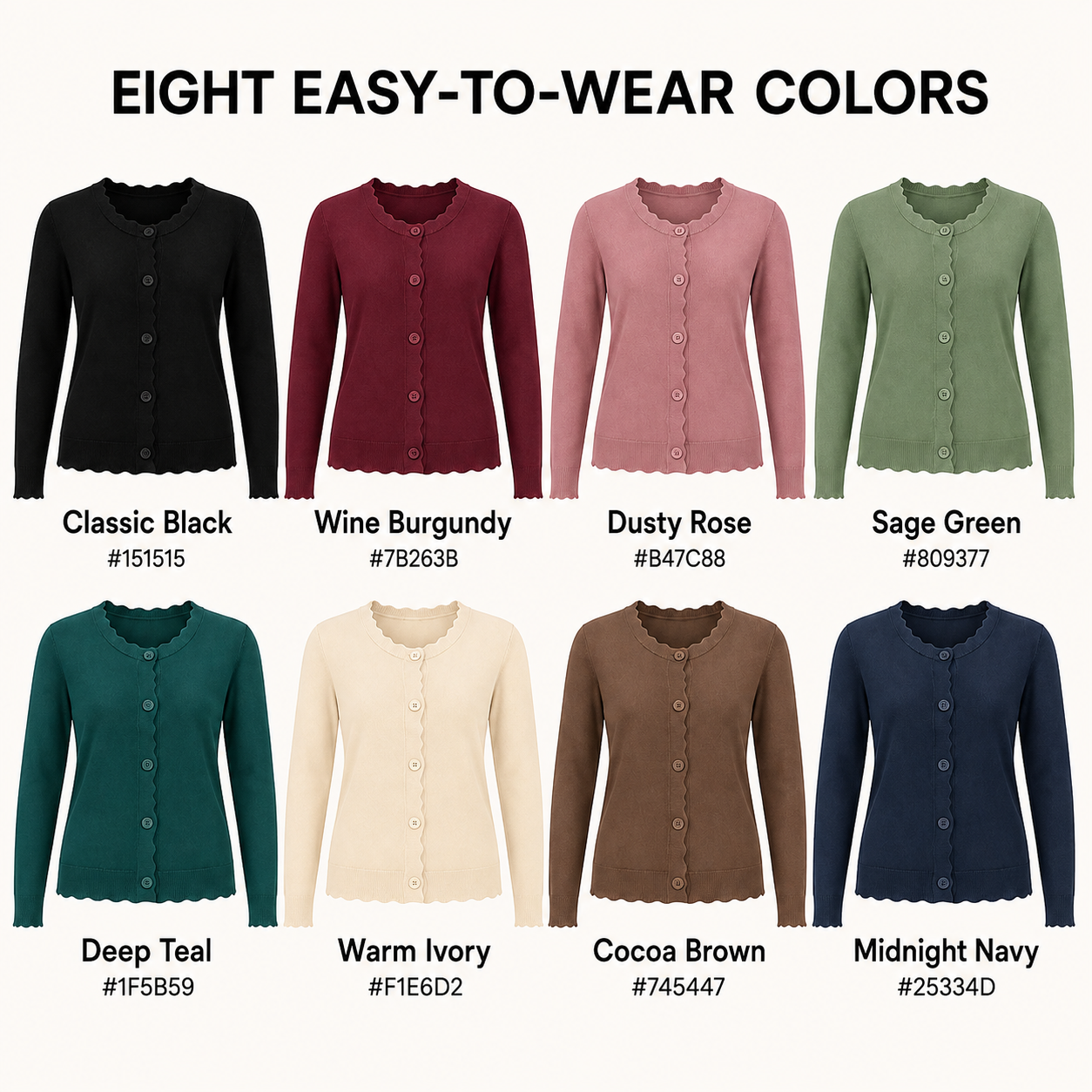 Women's Scallop-Trim Knit Cardigan Multipack