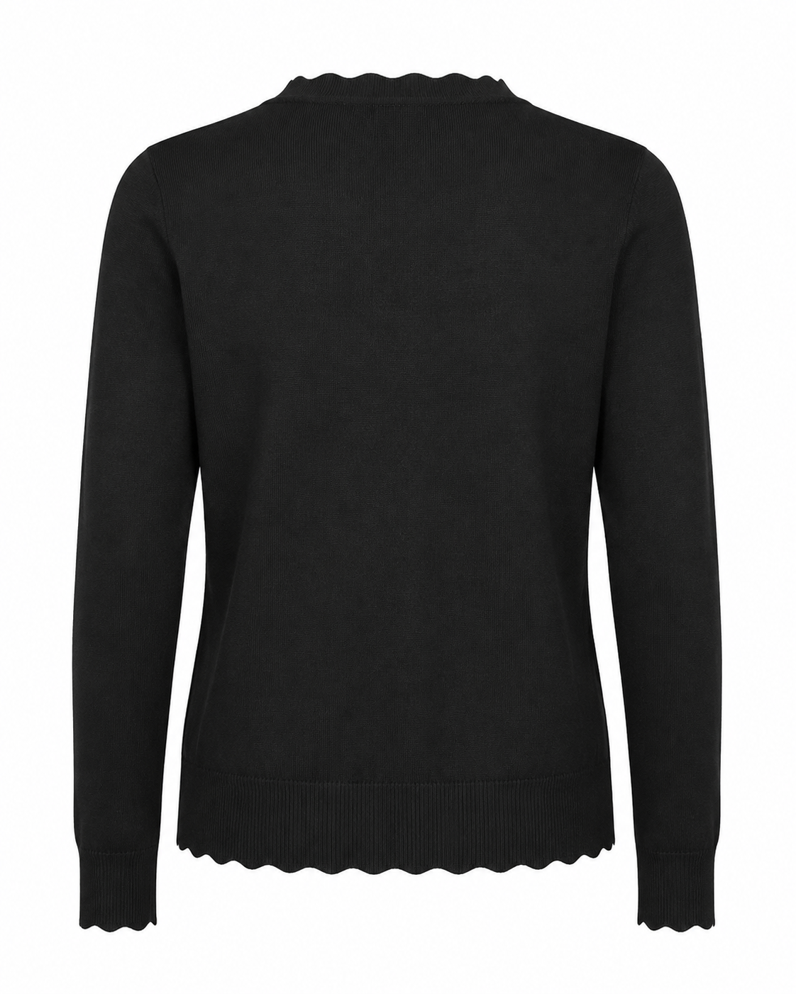 Classic Black scallop-trim cardigan back view