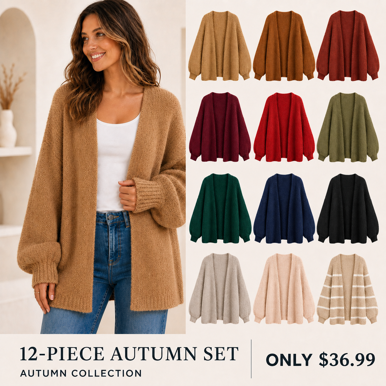 Women's Oversized Open-Front Knit Cardigan Bundle