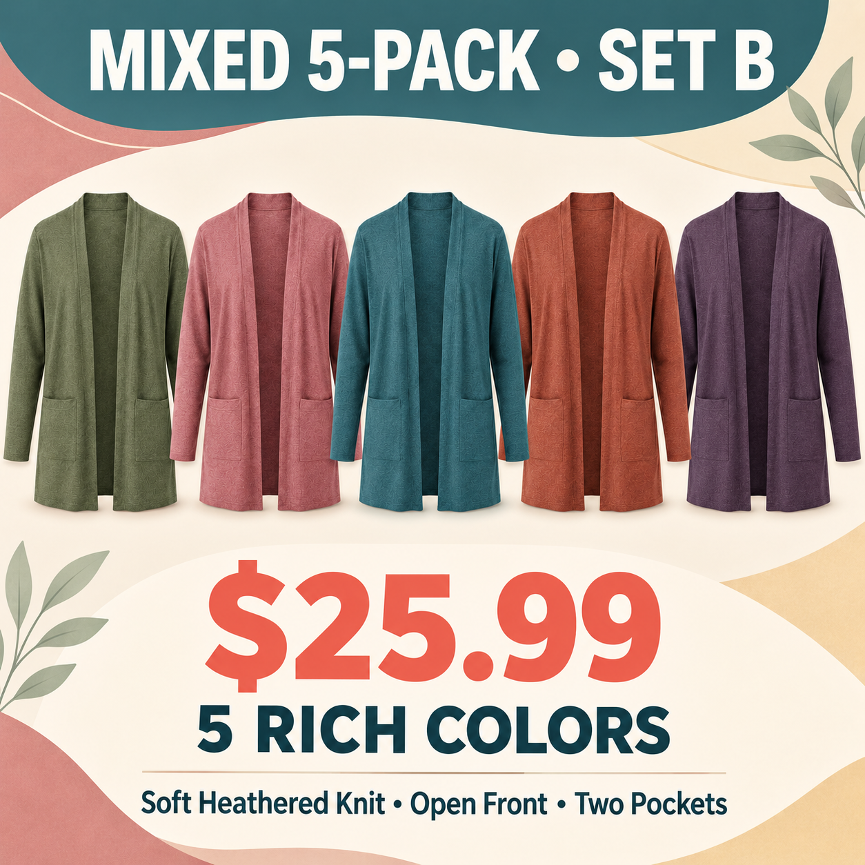 Women's Lightweight Open-Front Longline Cardigan Bundles