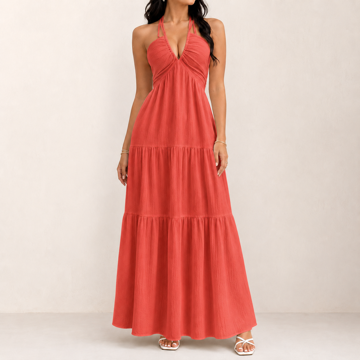 Adjustable open tie-back bow detail