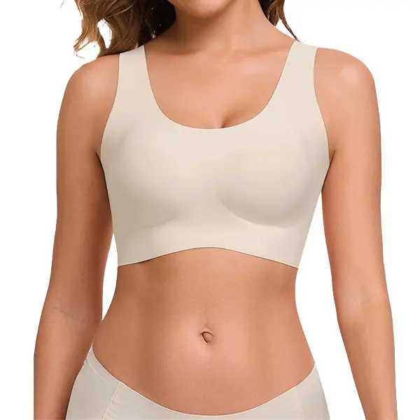 Seamless bra wide strap and cup detail