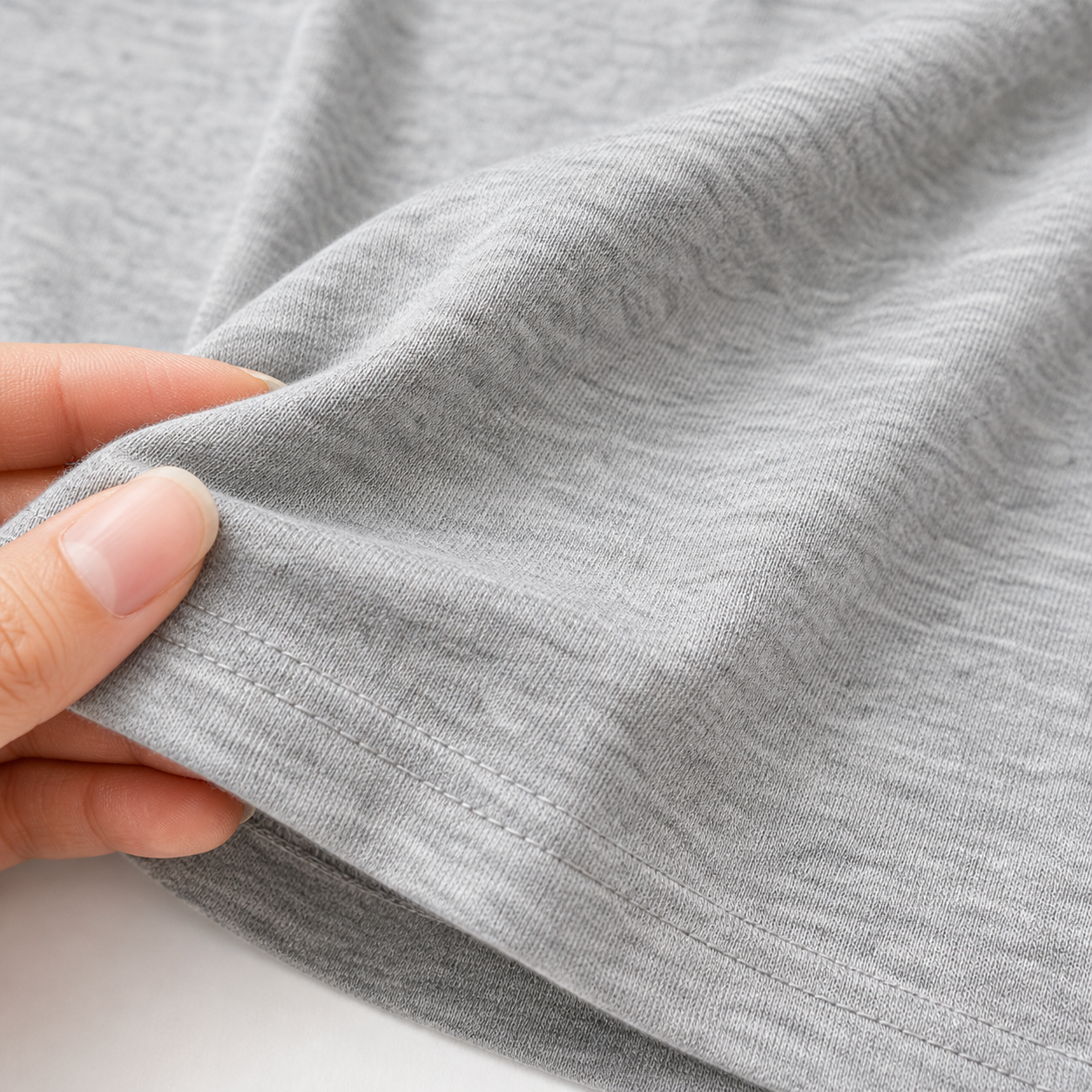 Soft jersey fabric and hem stitching detail