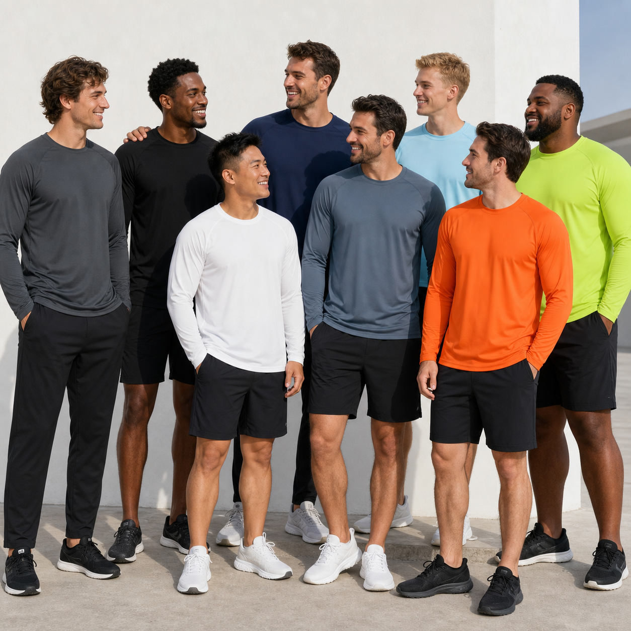 Orange men's long sleeve crew neck shirt