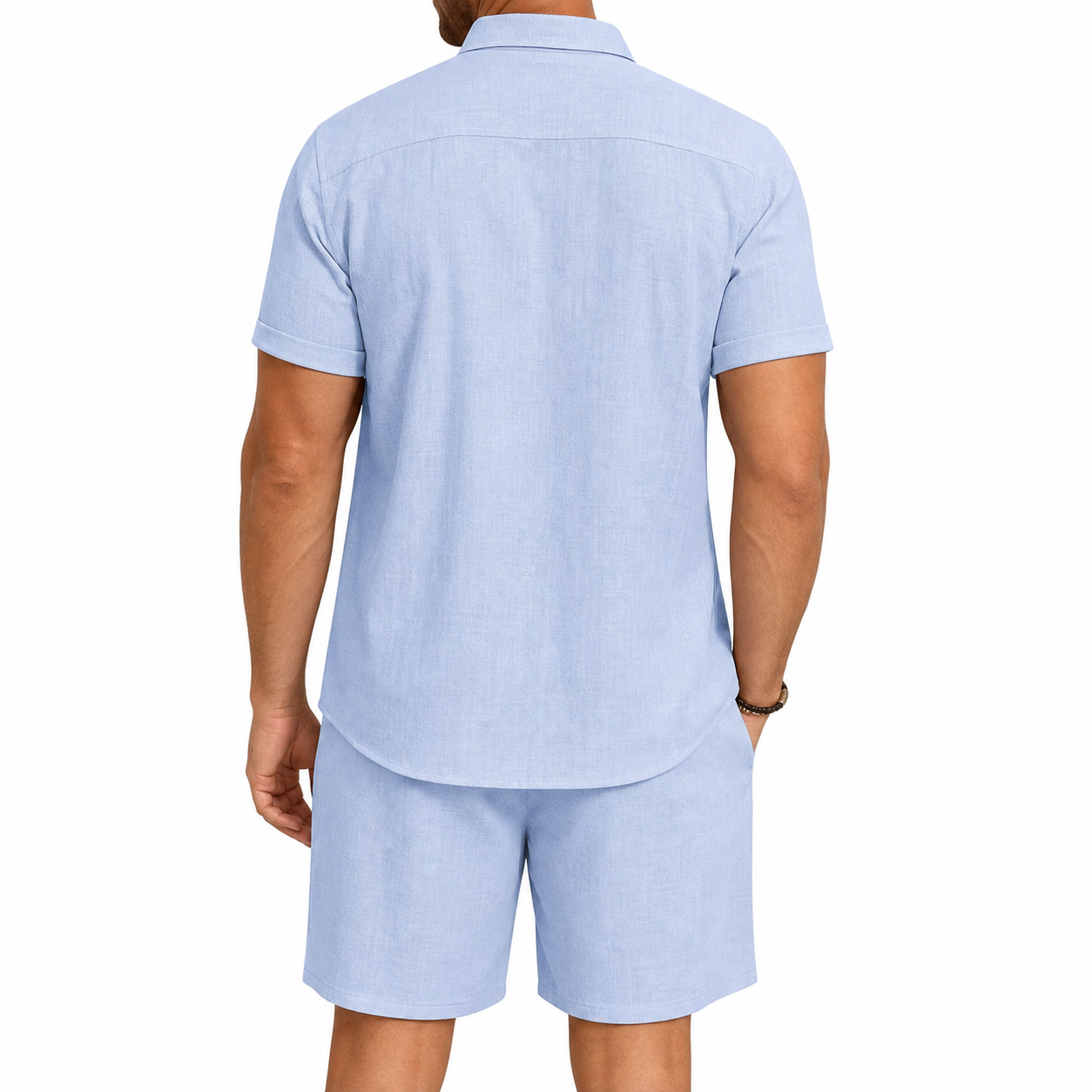 Sage Green 8-Pack linen-look shirt and shorts set