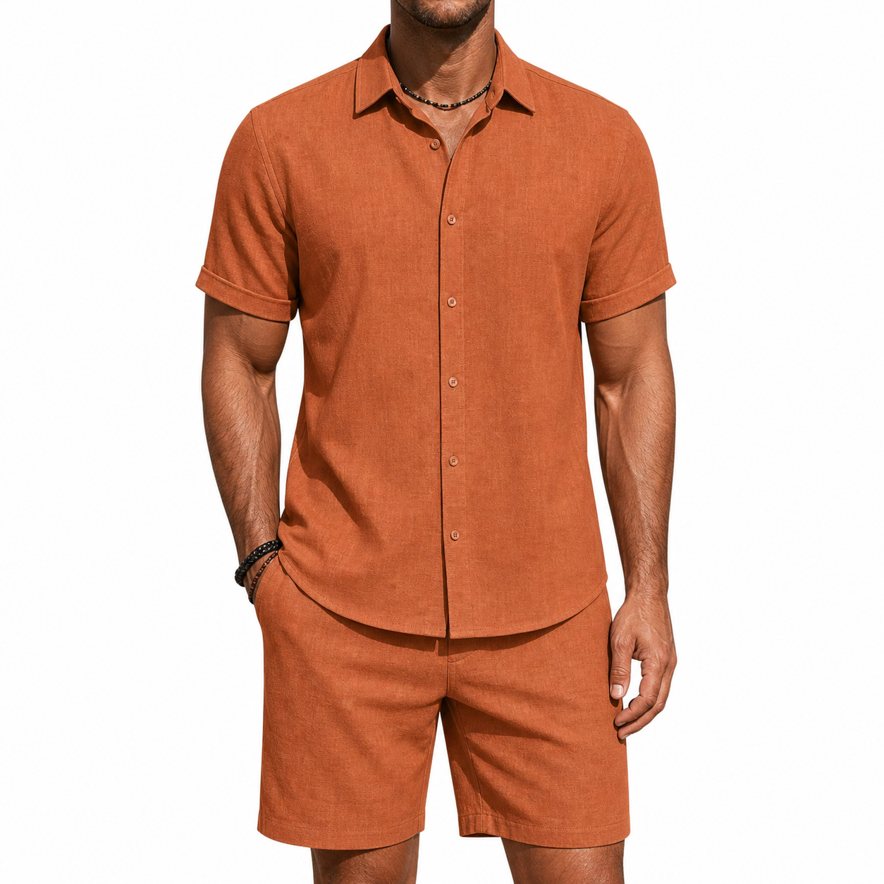 Matching shorts waistband and pocket detail