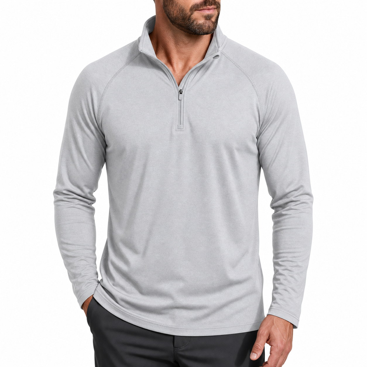 Cuff and seam detail on men's performance shirt